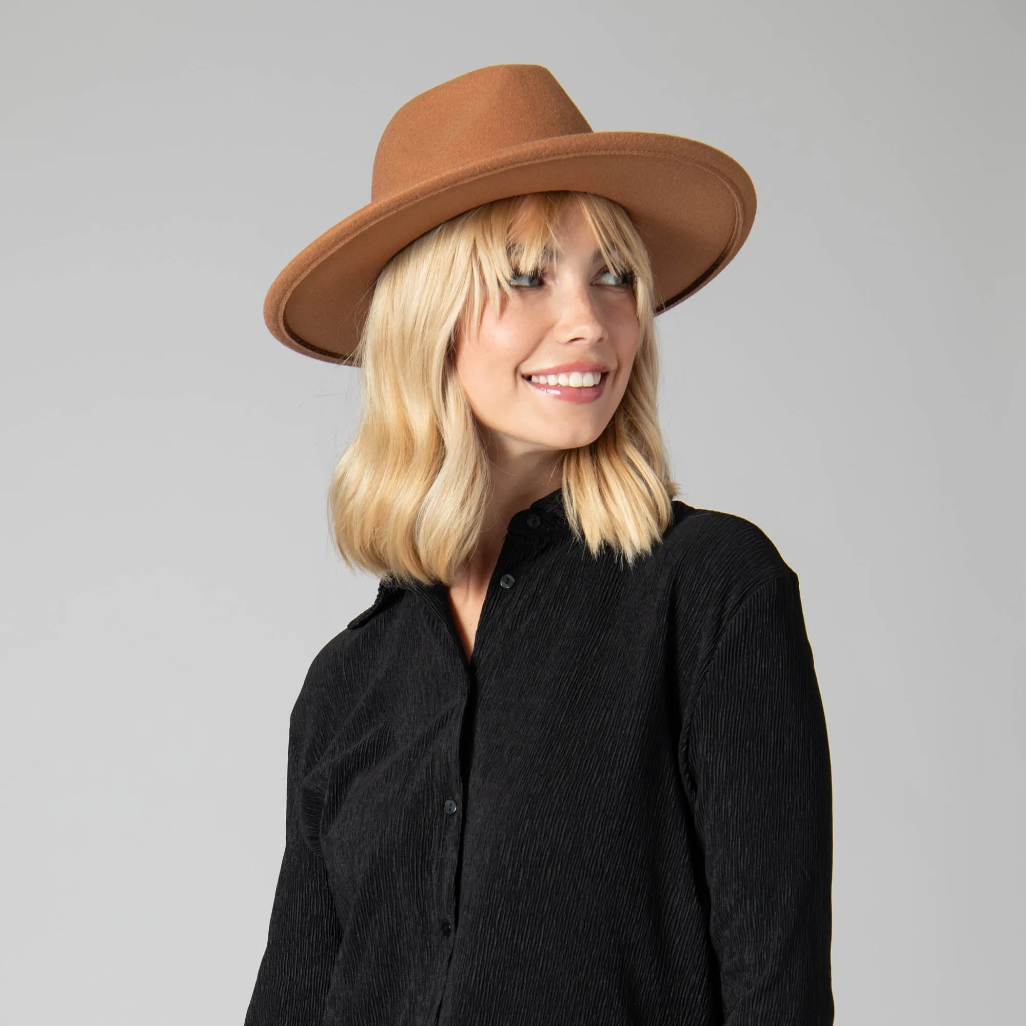 San Diego Hat Company Womens Fedoras Women's Faux Felt Fedora W/ Gold Chain Trim