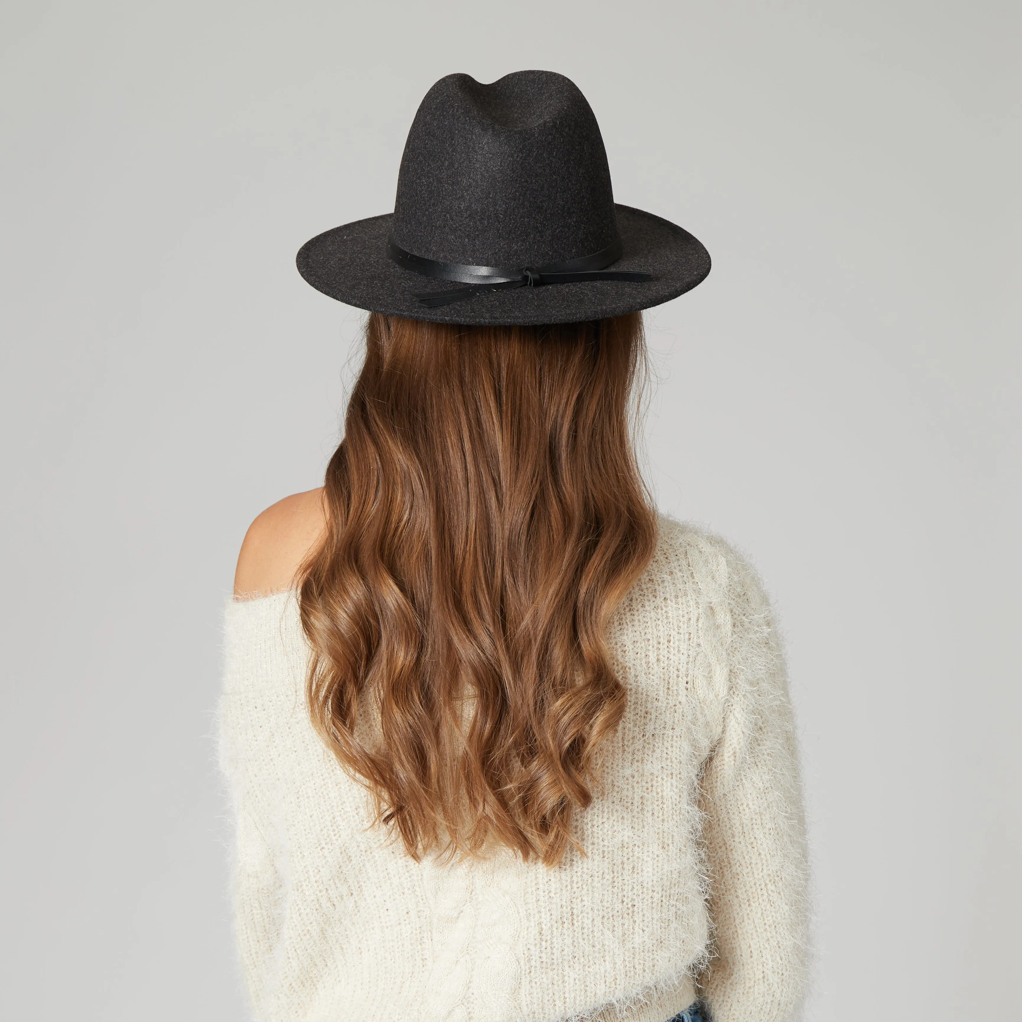 San Diego Hat Company Womens Fedoras Women's Faux Felt Fedora with Leather Band