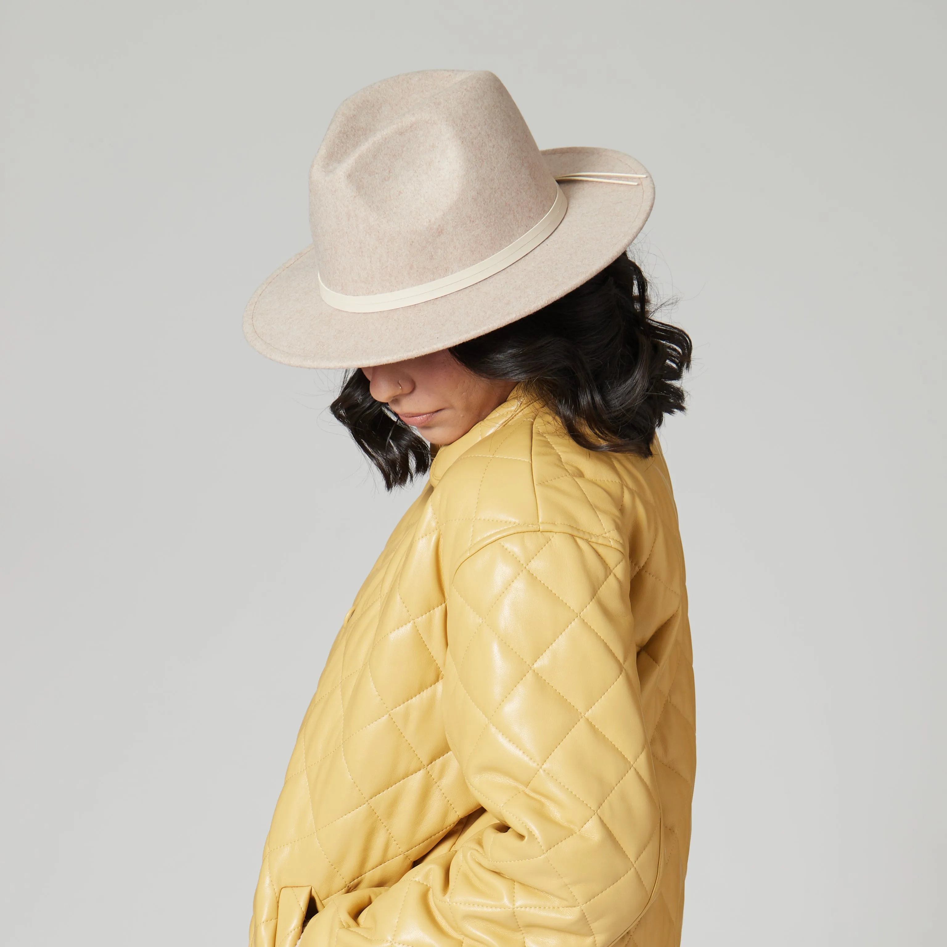 San Diego Hat Company Womens Fedoras Women's Faux Felt Fedora with Leather Band
