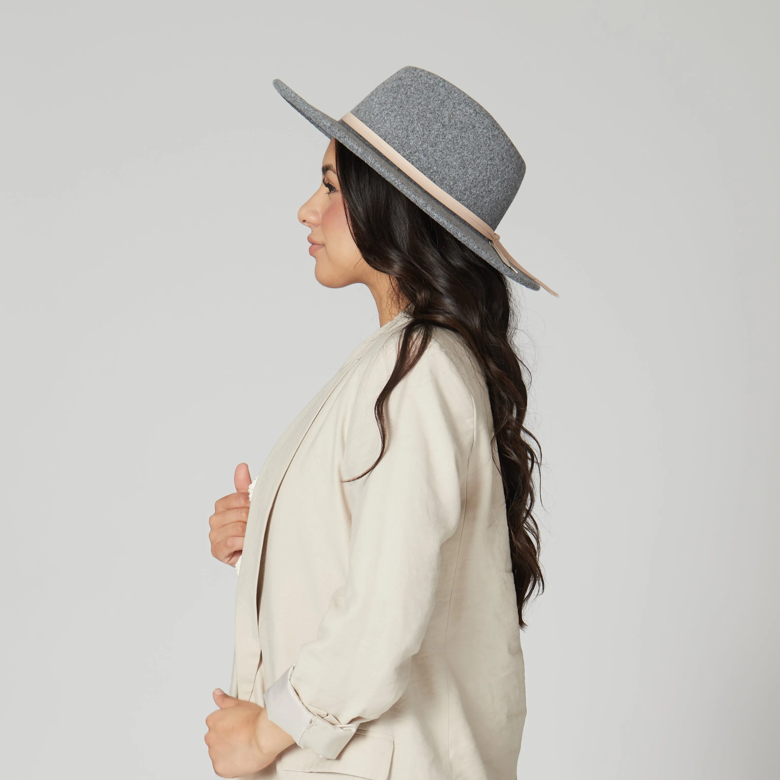 San Diego Hat Company Womens Fedoras Women's Faux Felt Fedora with Leather Band