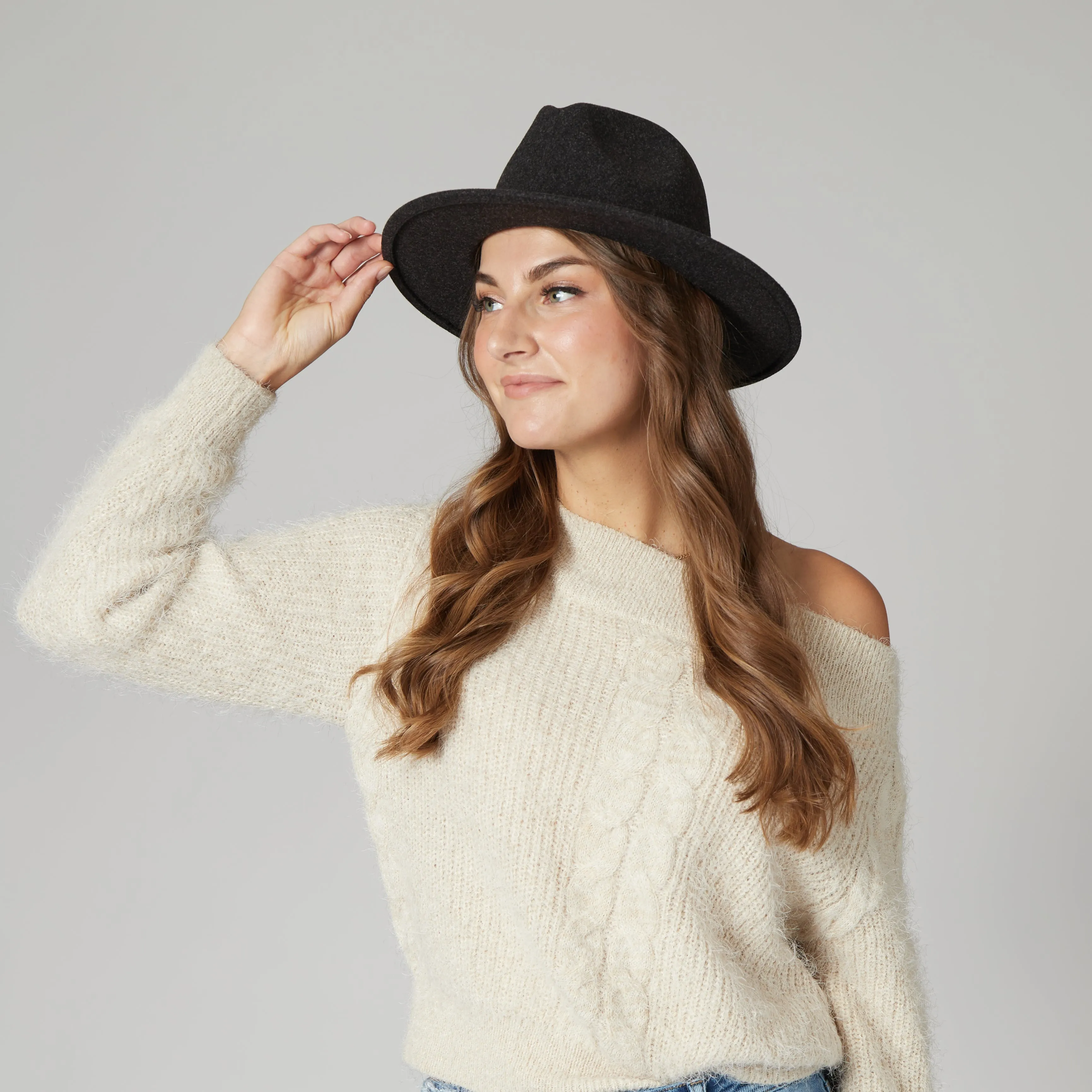 San Diego Hat Company Womens Fedoras Women's Faux Felt Fedora with Leather Band