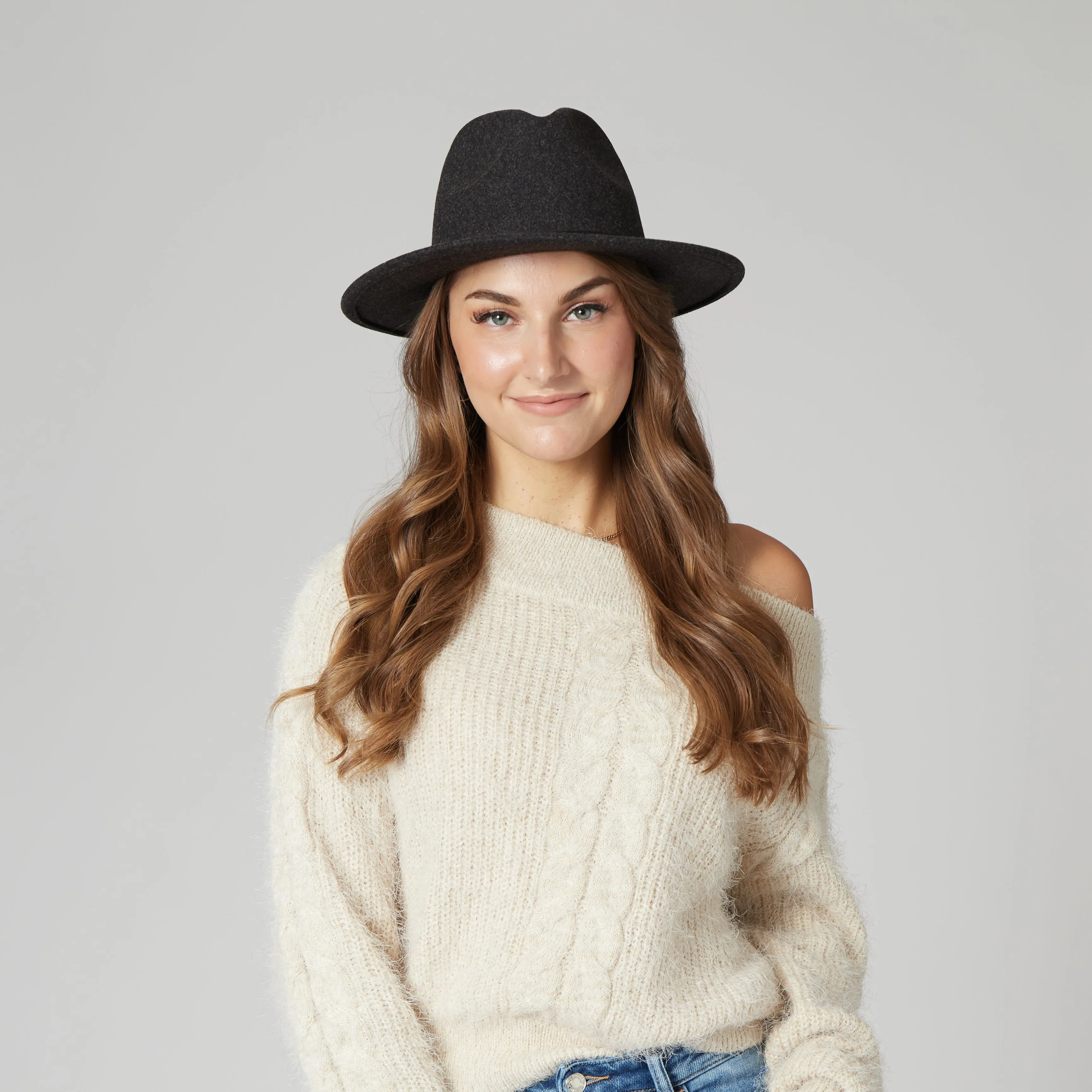 San Diego Hat Company Womens Fedoras Women's Faux Felt Fedora with Leather Band