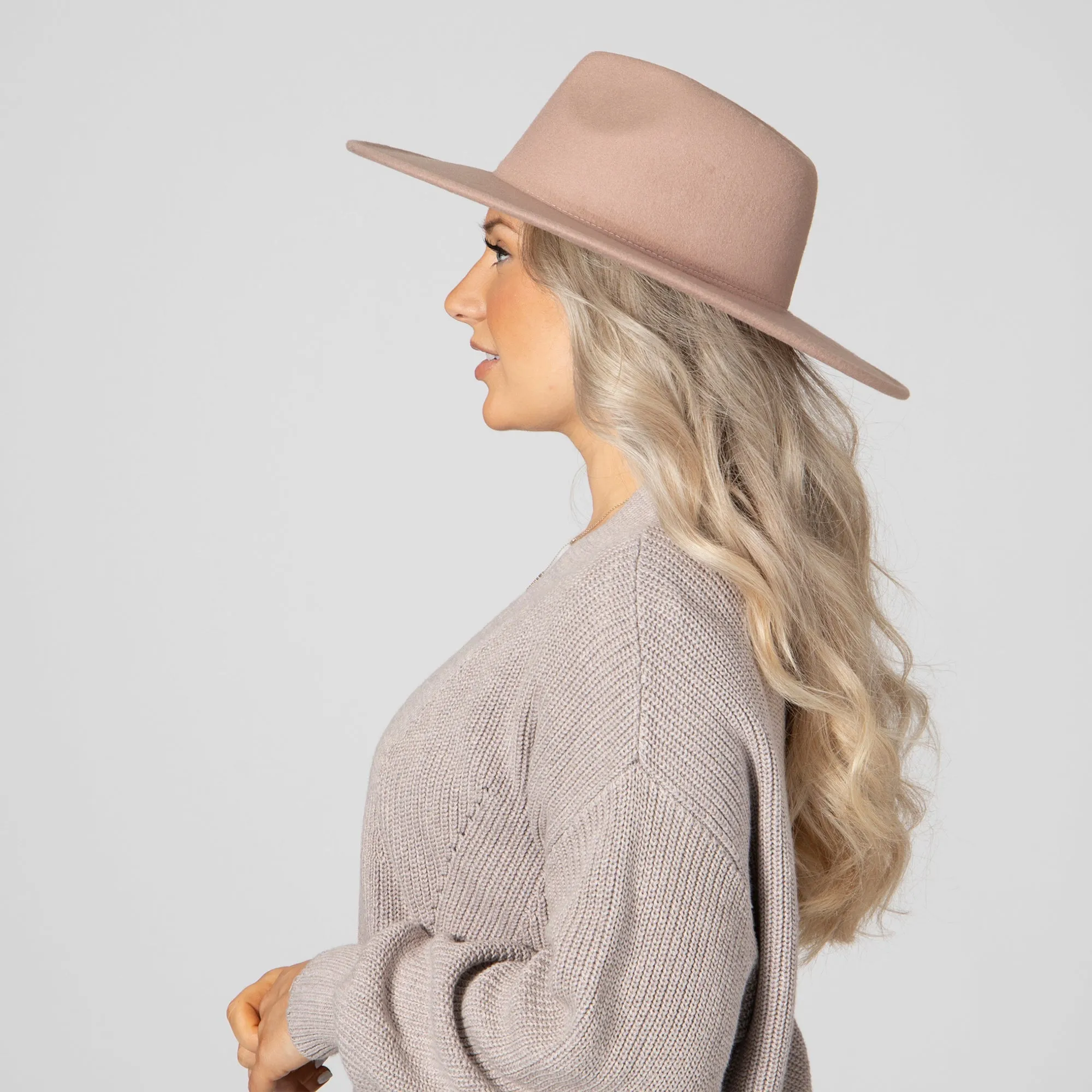 San Diego Hat Company Womens Fedoras Women's Faux Felt Wide Brim Fedora