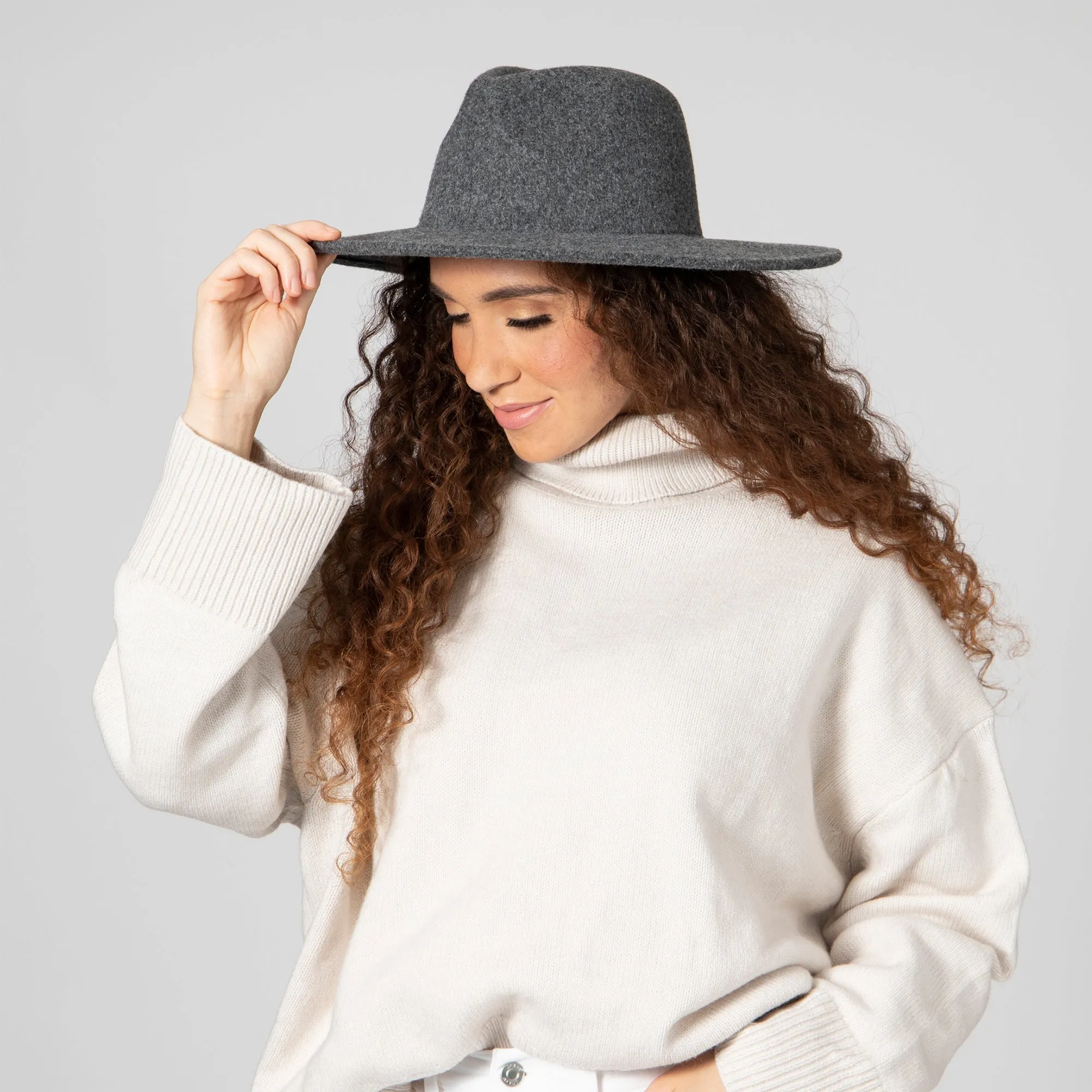 San Diego Hat Company Womens Fedoras Women's Faux Felt Wide Brim Fedora