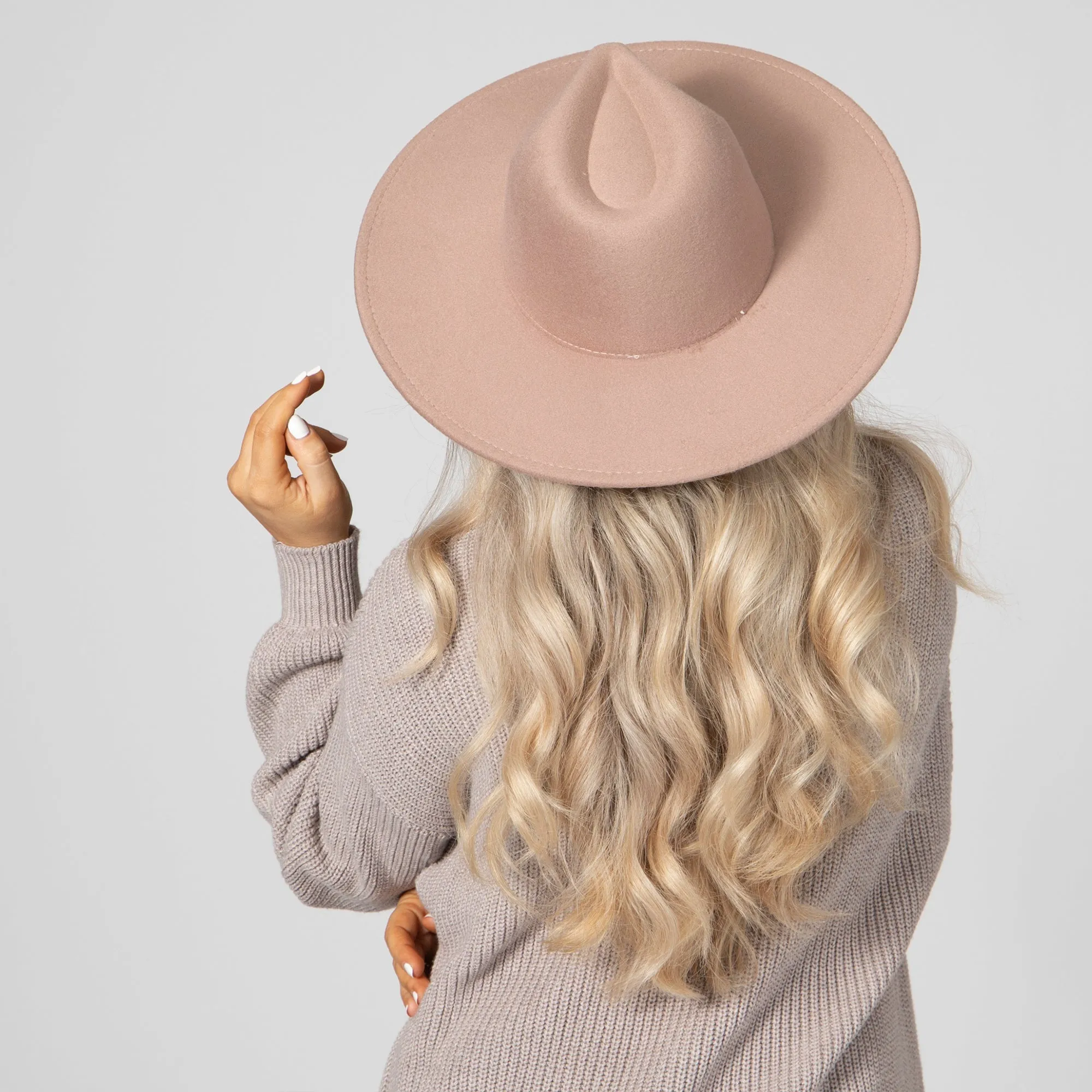 San Diego Hat Company Womens Fedoras Women's Faux Felt Wide Brim Fedora