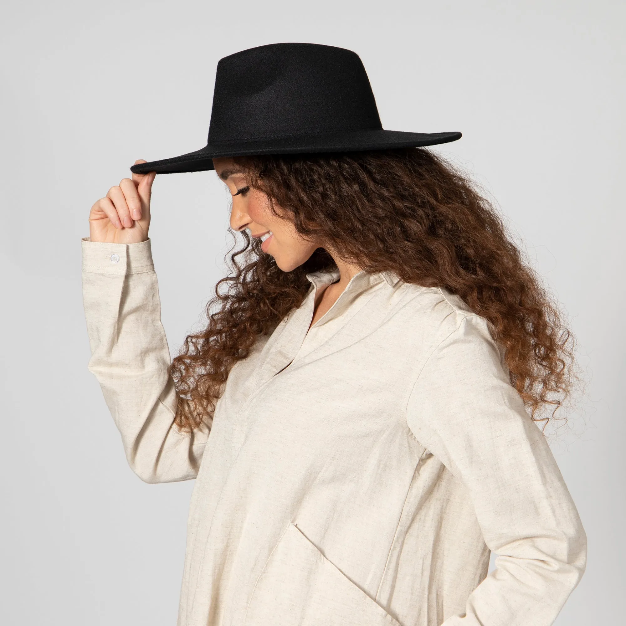 San Diego Hat Company Womens Fedoras Women's Faux Felt Wide Brim Fedora