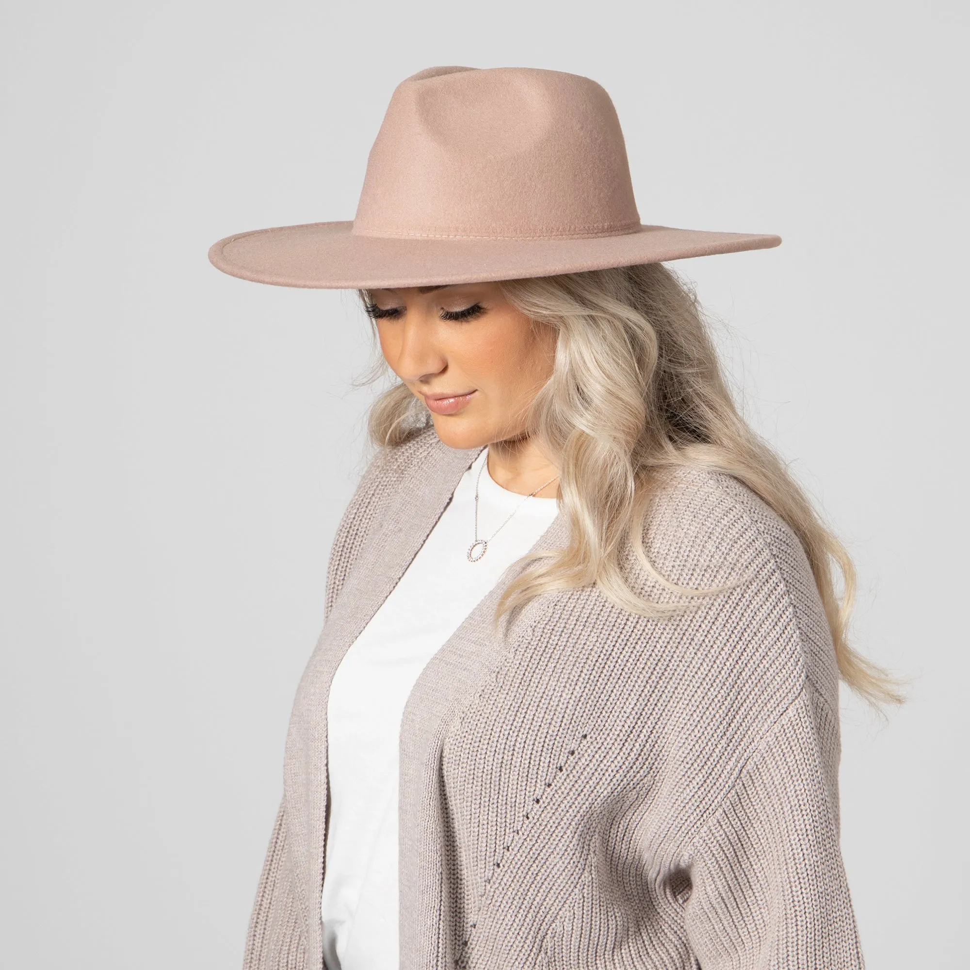 San Diego Hat Company Womens Fedoras Women's Faux Felt Wide Brim Fedora