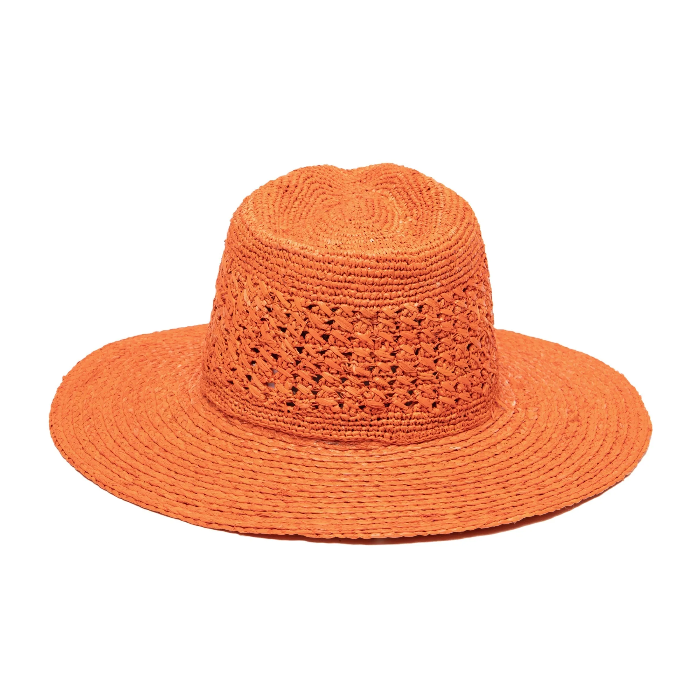 San Diego Hat Company Womens Fedoras Women's Mixed Raffia Fedora w/ Hand Crochet Crown & Raffia Braid Brim - Rust
