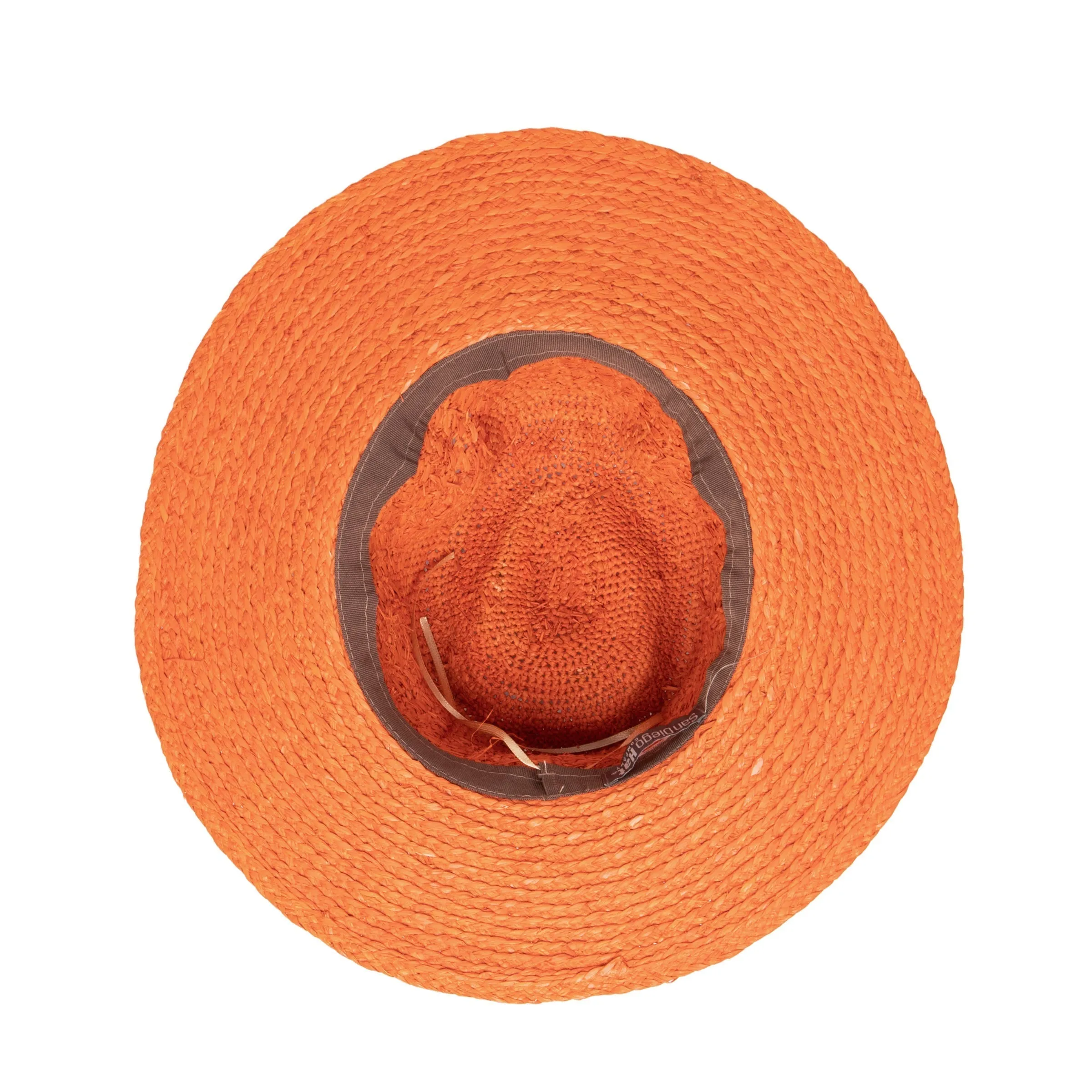 San Diego Hat Company Womens Fedoras Women's Mixed Raffia Fedora w/ Hand Crochet Crown & Raffia Braid Brim - Rust