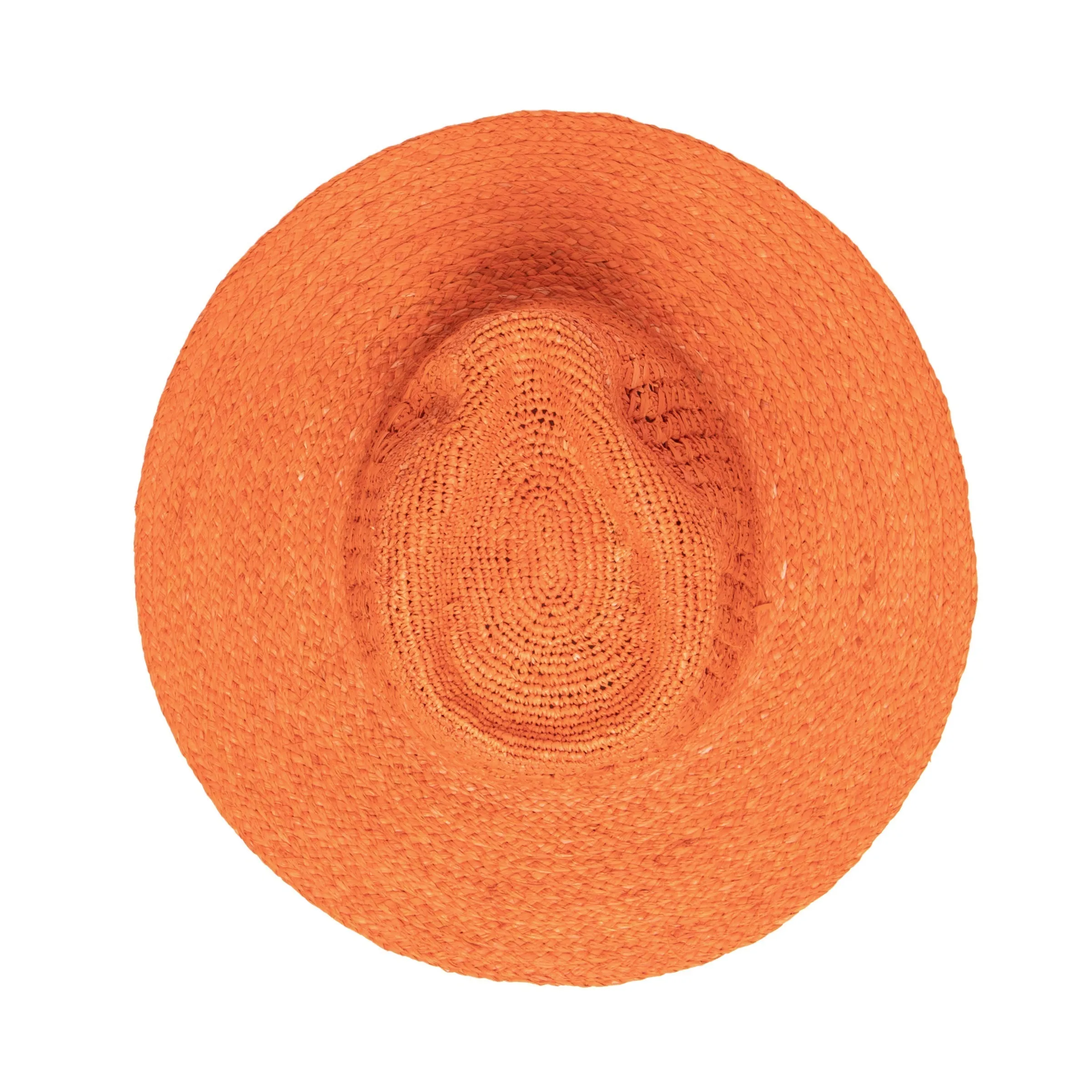 San Diego Hat Company Womens Fedoras Women's Mixed Raffia Fedora w/ Hand Crochet Crown & Raffia Braid Brim - Rust
