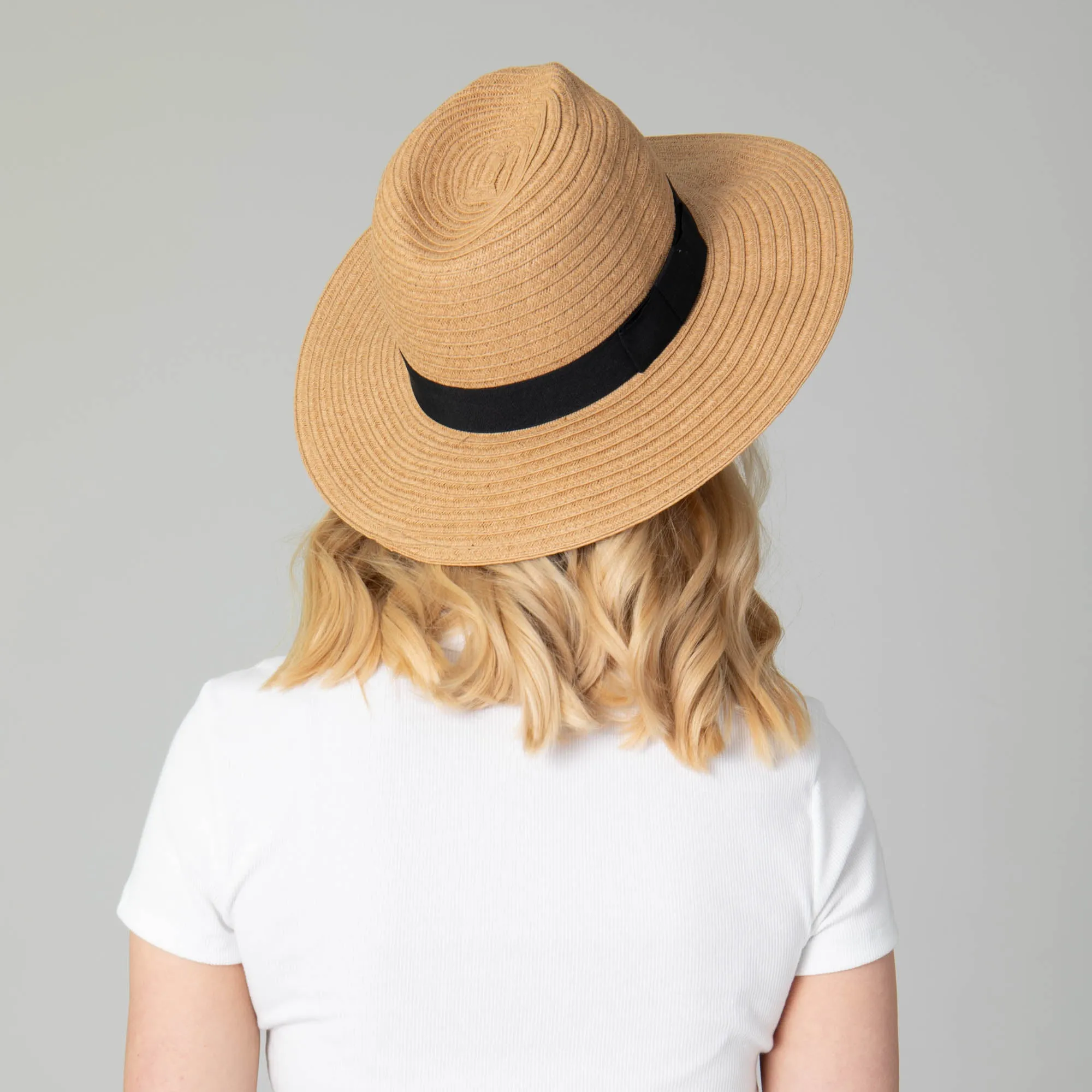 San Diego Hat Company Womens Fedoras Women's Paper Braided Fedora With A Bow Band