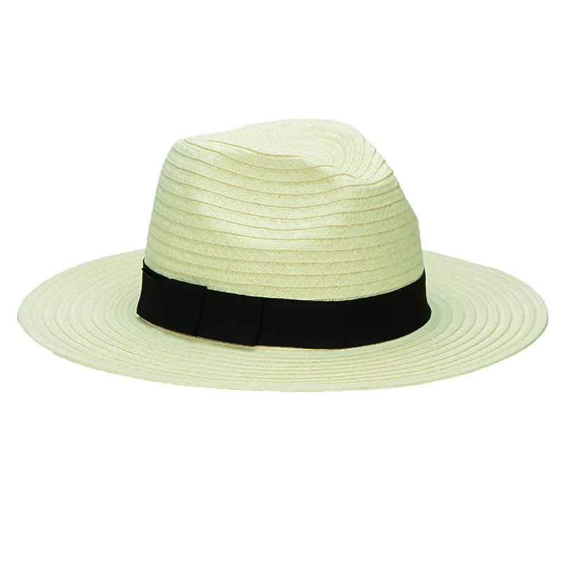 San Diego Hat Company Womens Fedoras Women's Paper Braided Fedora With A Bow Band