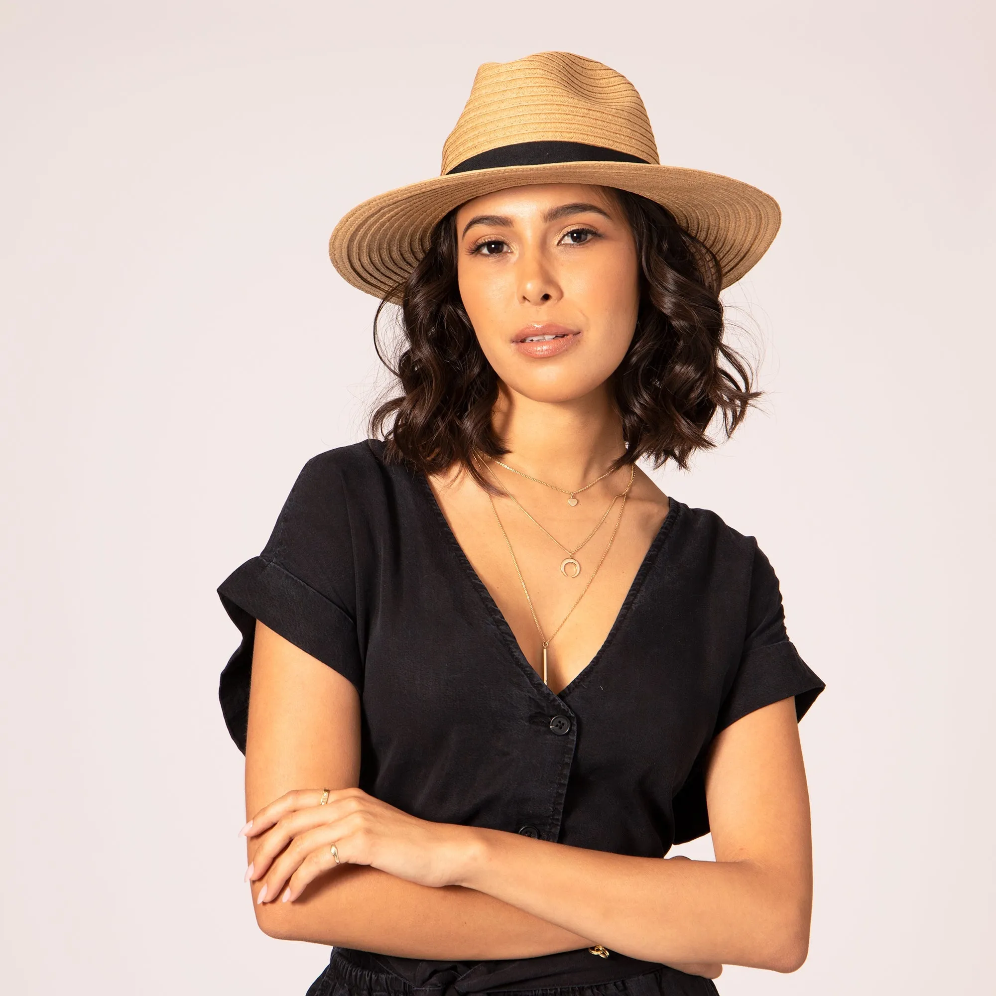 San Diego Hat Company Womens Fedoras Women's Paper Braided Fedora With A Bow Band