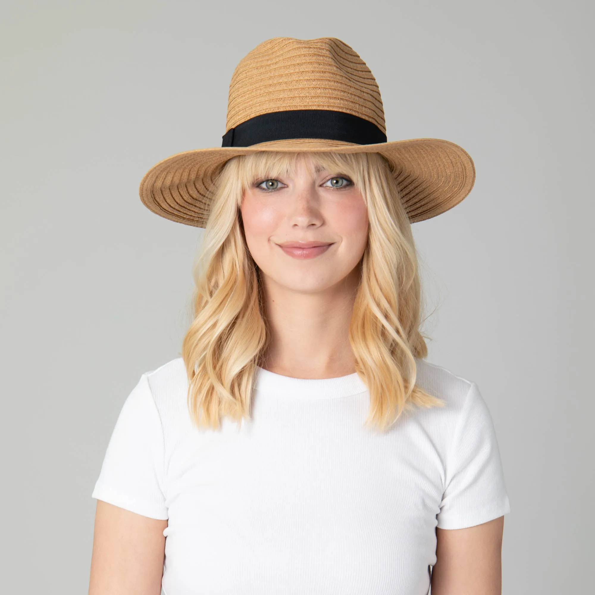 San Diego Hat Company Womens Fedoras Women's Paper Braided Fedora With A Bow Band