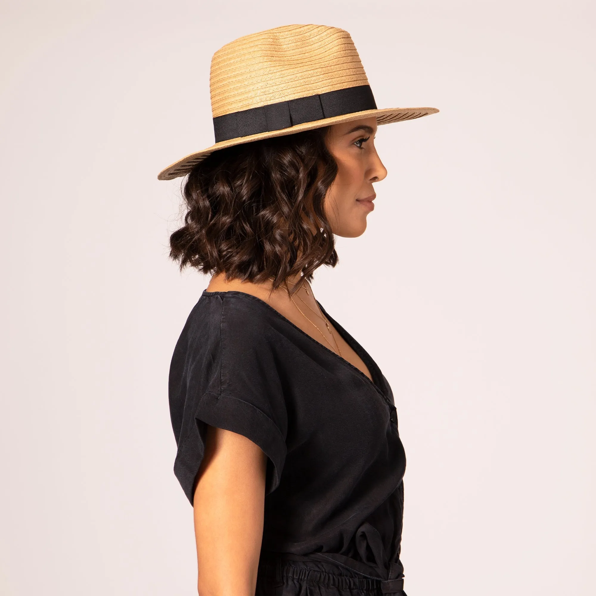 San Diego Hat Company Womens Fedoras Women's Paper Braided Fedora With A Bow Band
