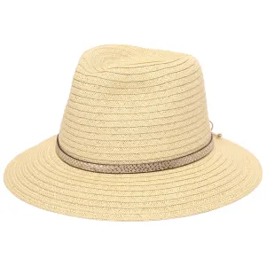 San Diego Hat Company Womens Fedoras Women's Paperbraid Fedora With Debossed Metallic Snake Band
