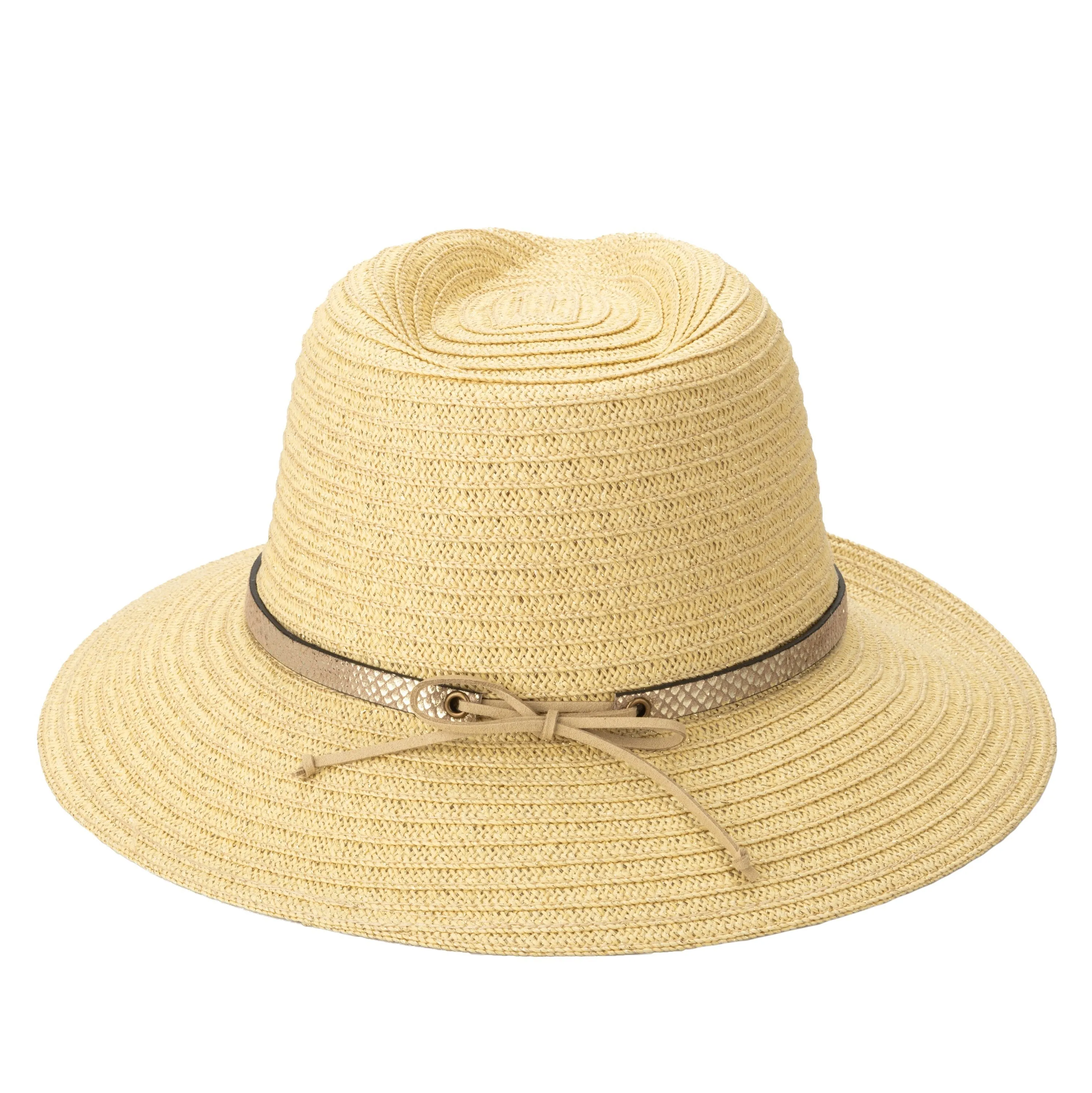 San Diego Hat Company Womens Fedoras Women's Paperbraid Fedora With Debossed Metallic Snake Band