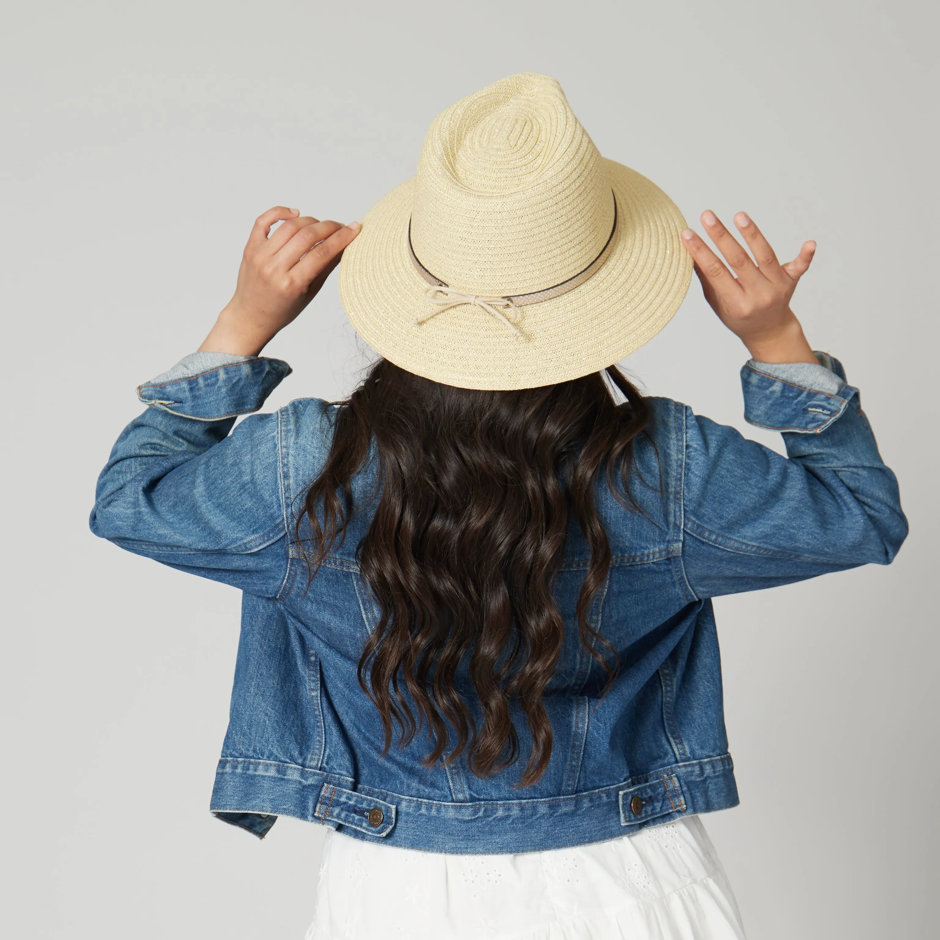 San Diego Hat Company Womens Fedoras Women's Paperbraid Fedora With Debossed Metallic Snake Band