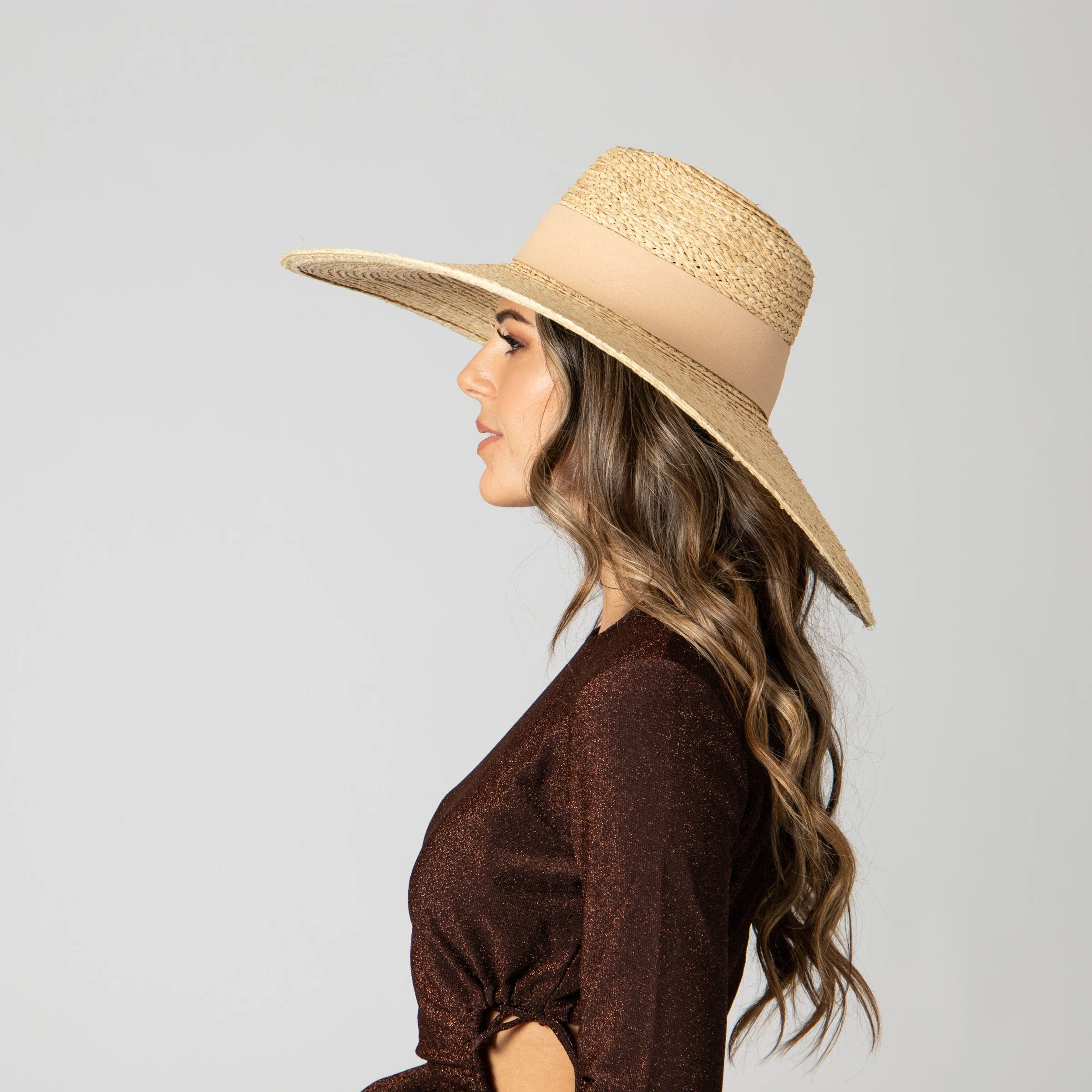 San Diego Hat Company Womens Fedoras Women's Raffa Braid Wide Brim Fedora With Suede Band