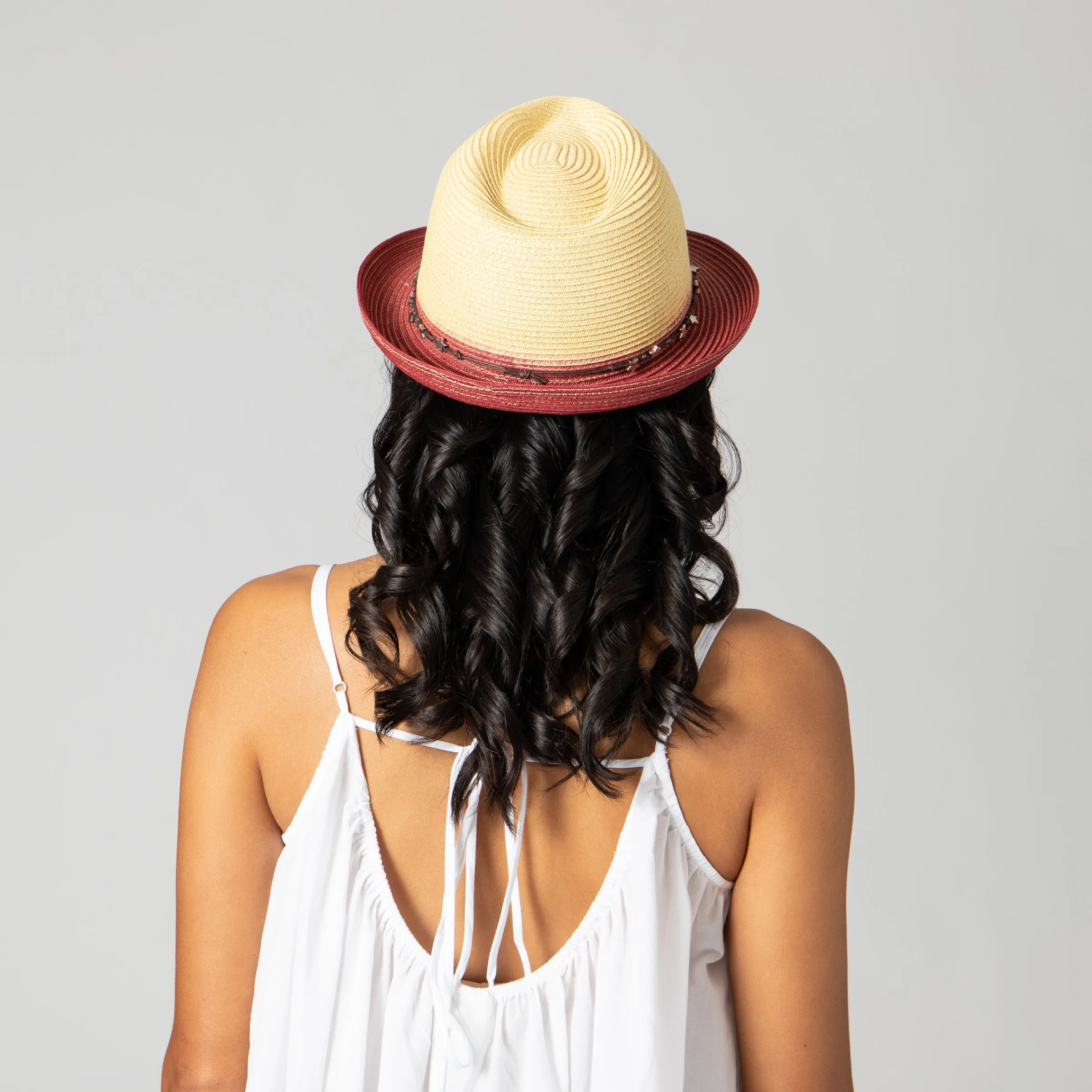 San Diego Hat Company Womens Fedoras Women's ultrabraid fedora with colorblock brim and star trim