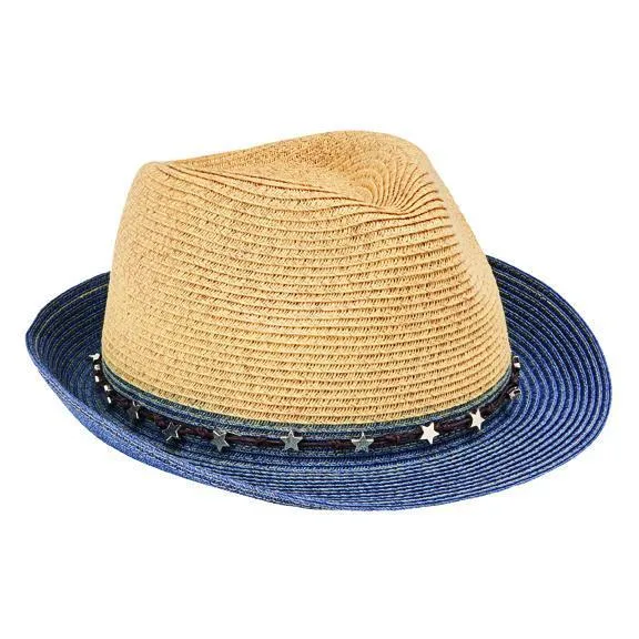 San Diego Hat Company Womens Fedoras Women's ultrabraid fedora with colorblock brim and star trim