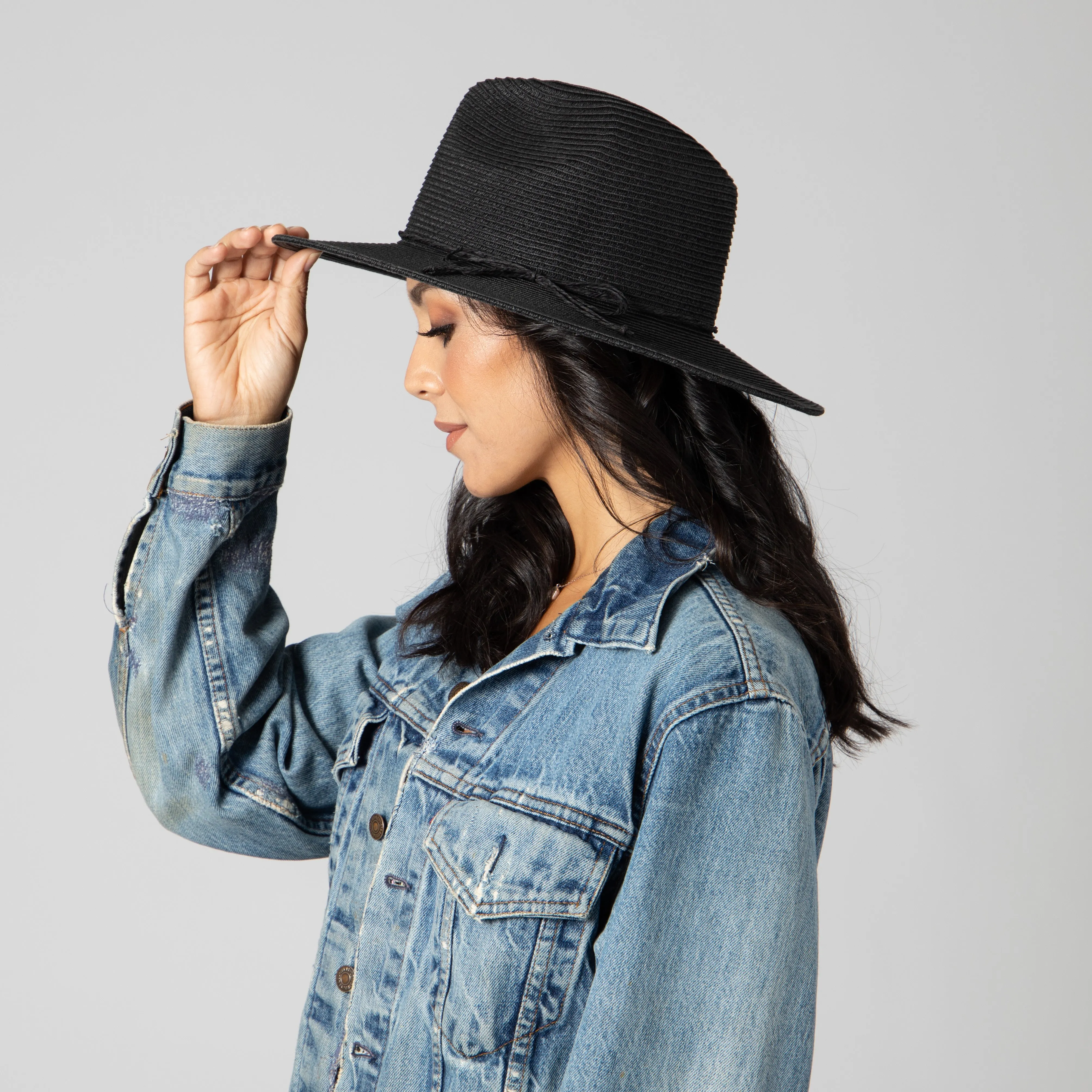 San Diego Hat Company Womens Fedoras Women's Water Repellent Fedora with Tie