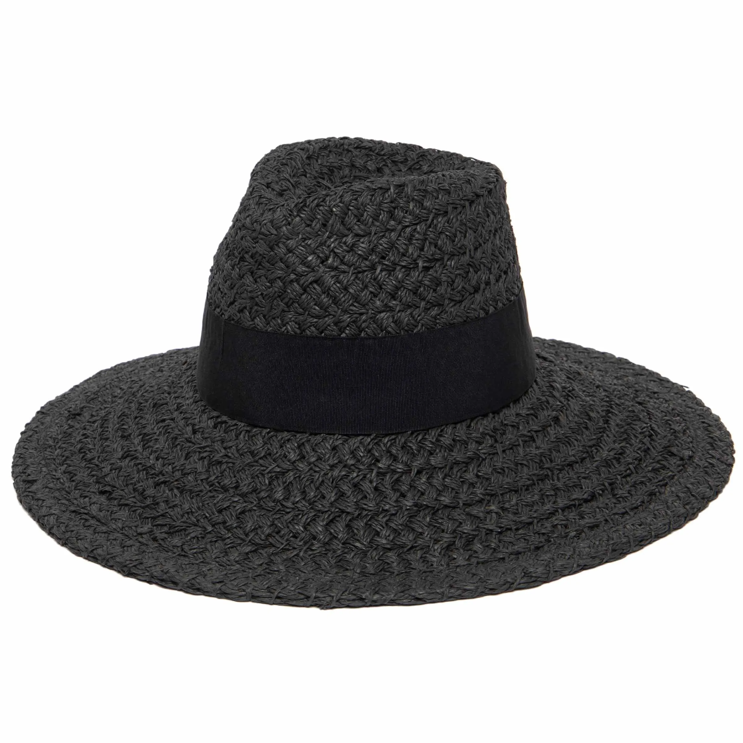 San Diego Hat Company Womens Fedoras Women's Woven Paper Wide Brim Fedora With Grosgrain