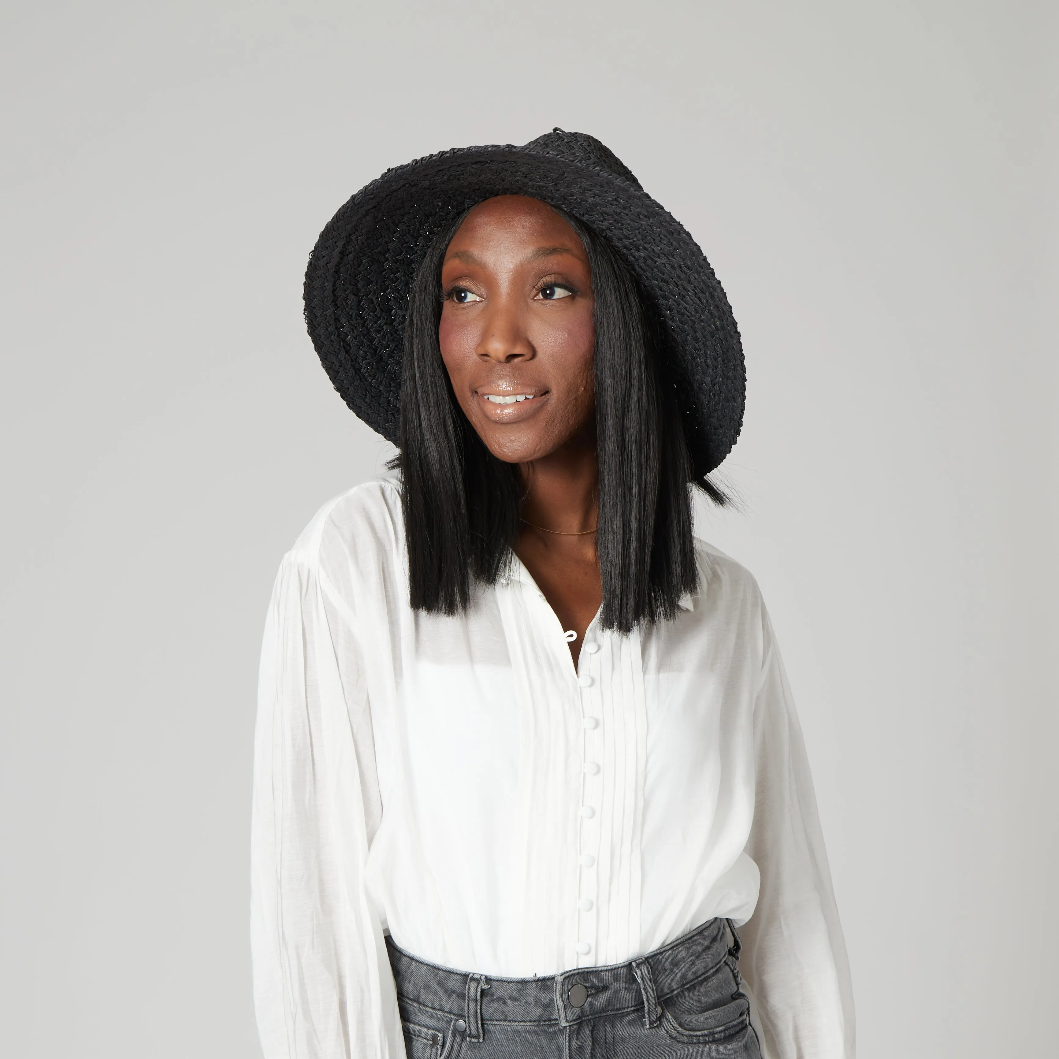 San Diego Hat Company Womens Fedoras Women's Woven Paper Wide Brim Fedora With Grosgrain