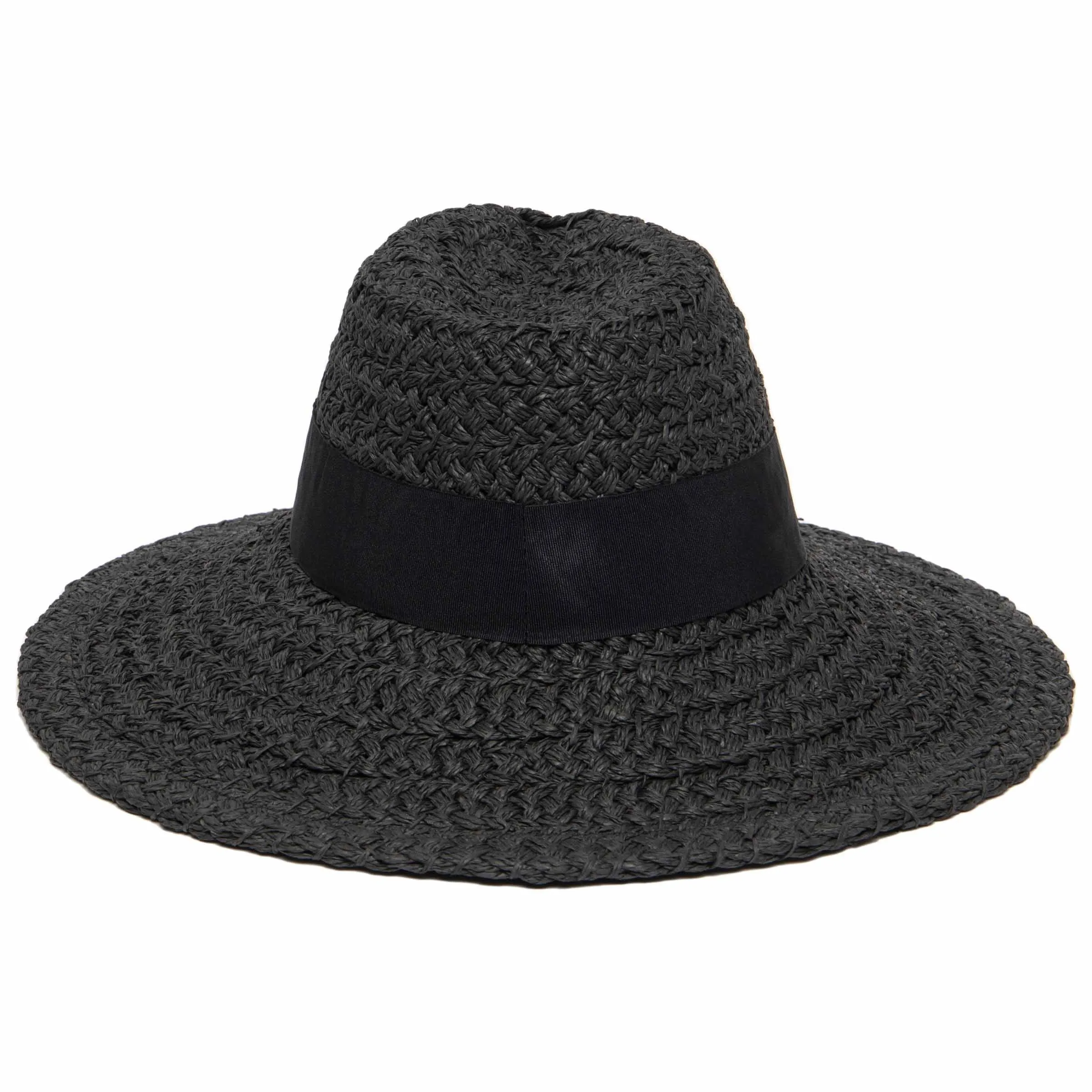San Diego Hat Company Womens Fedoras Women's Woven Paper Wide Brim Fedora With Grosgrain