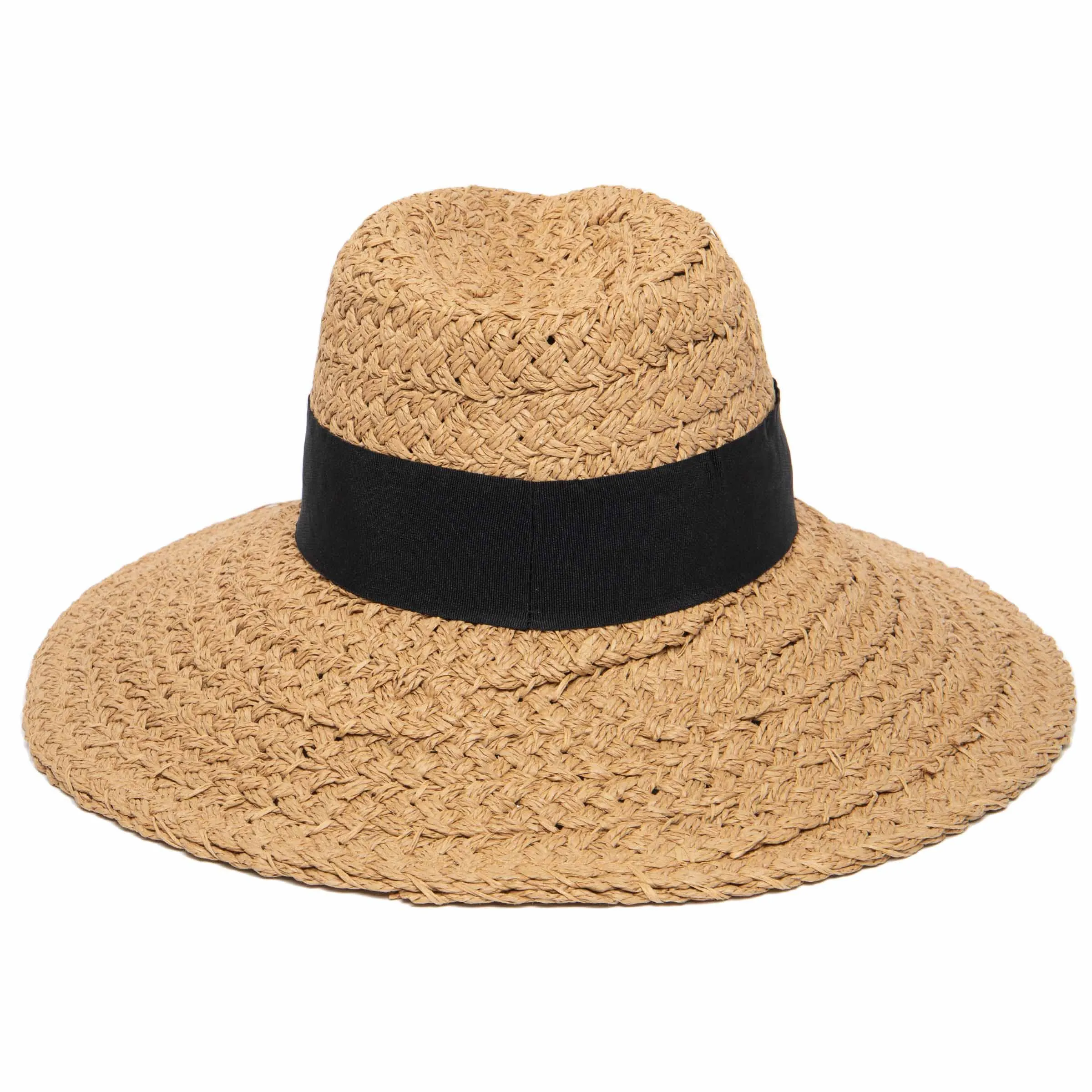 San Diego Hat Company Womens Fedoras Women's Woven Paper Wide Brim Fedora With Grosgrain