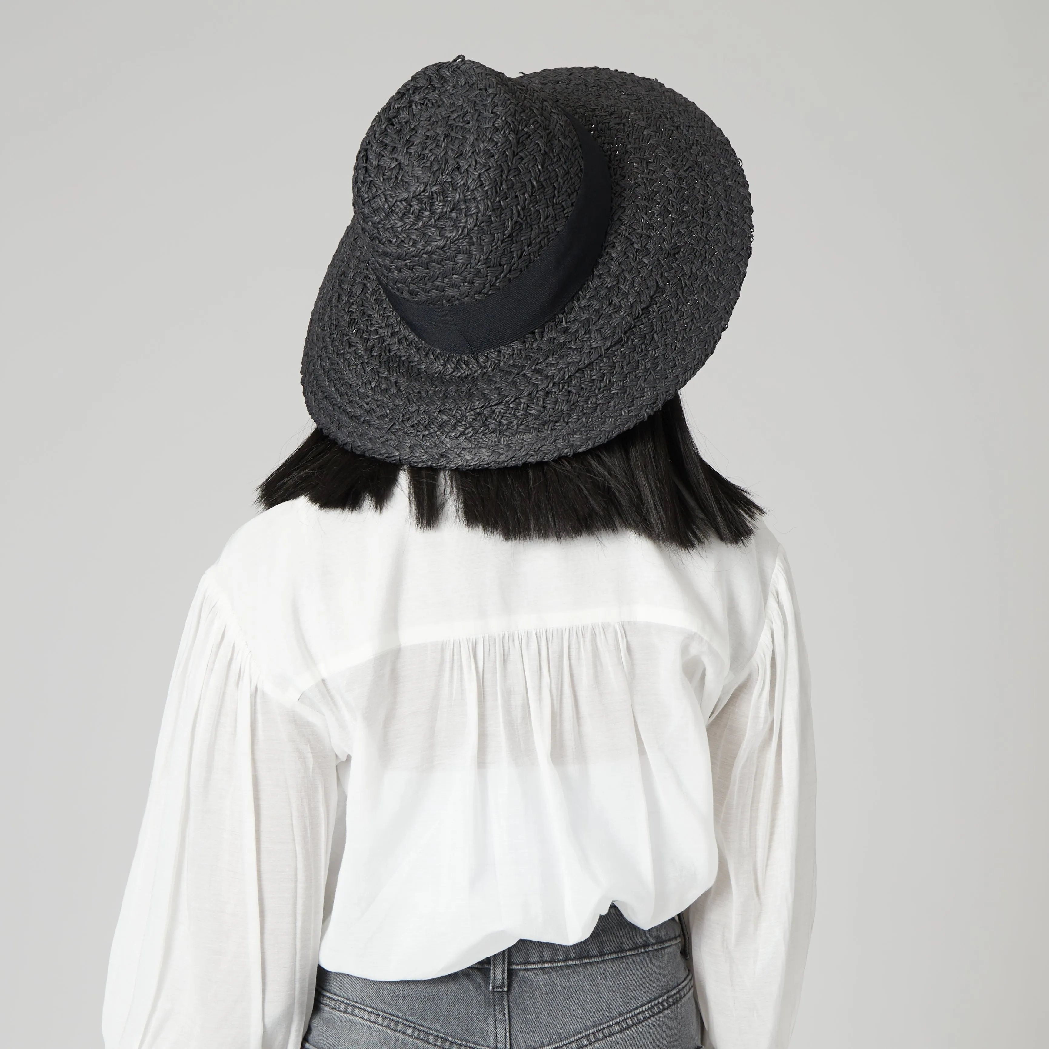 San Diego Hat Company Womens Fedoras Women's Woven Paper Wide Brim Fedora With Grosgrain