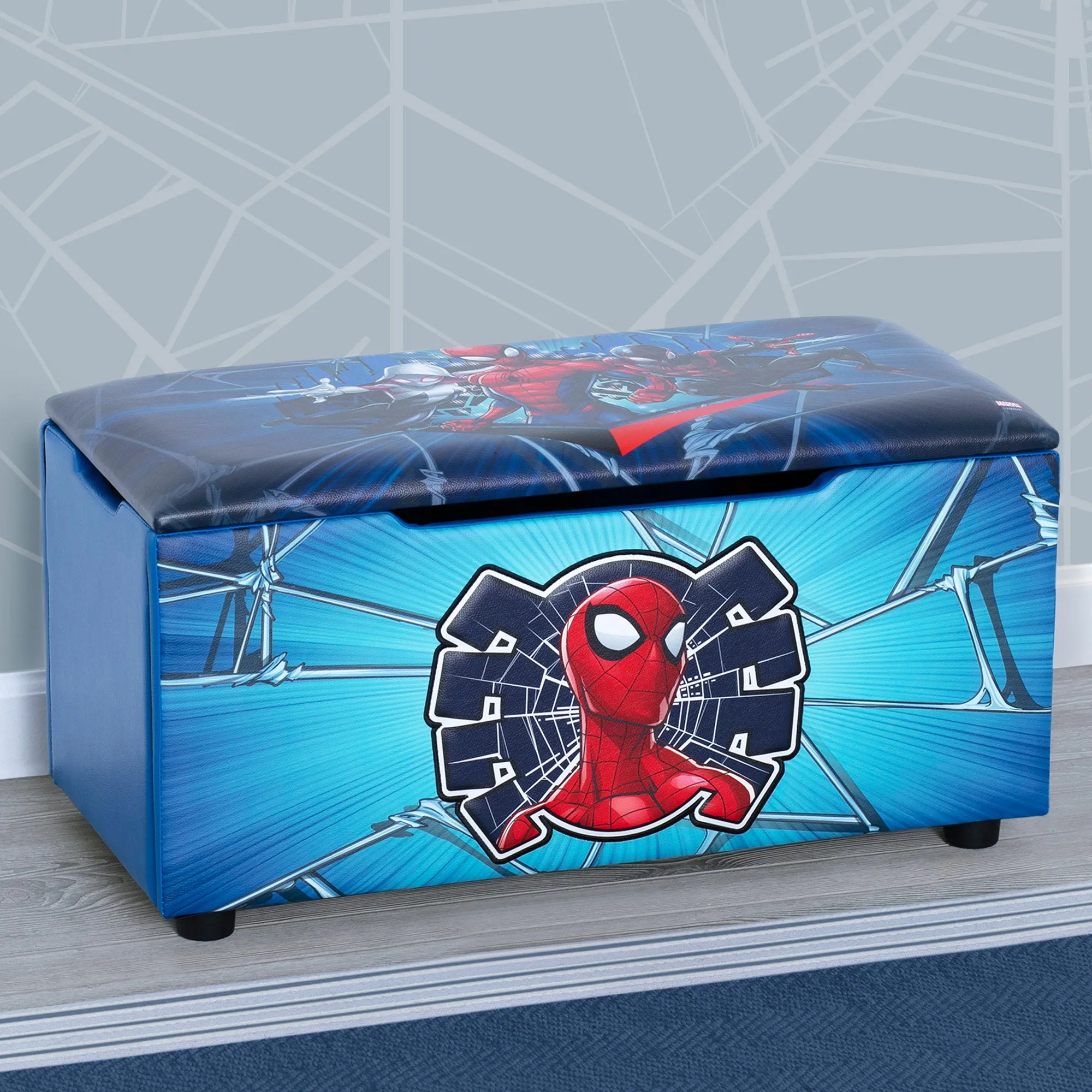 Spider-Man Upholstered Storage Bench for Kids Babykids_Delta Children_Toy Storage & Bookshelves