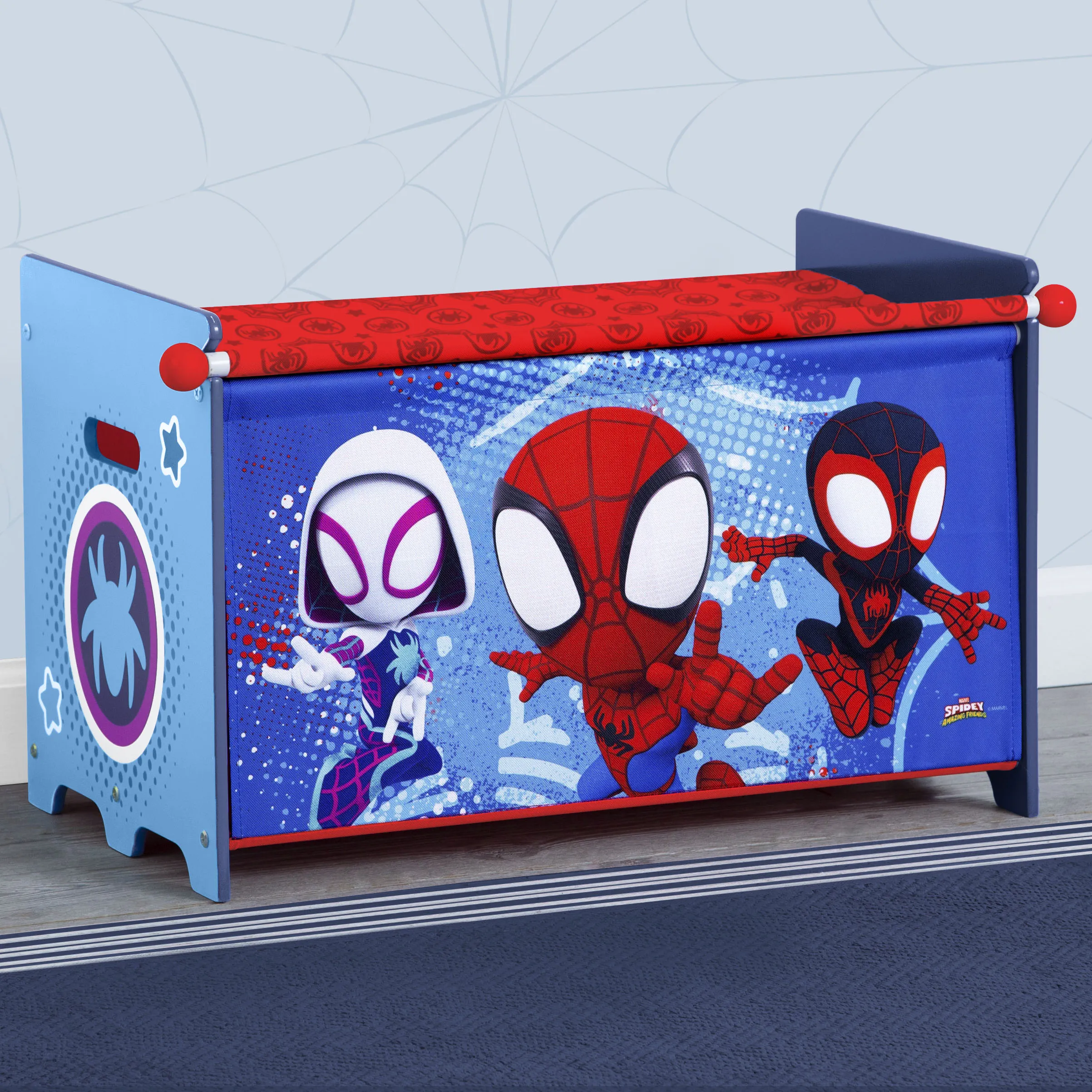 Spidey and His Amazing Friends Toy Box with Retractable Fabric Top Babykids_Delta Children_Toy Storage & Bookshelves