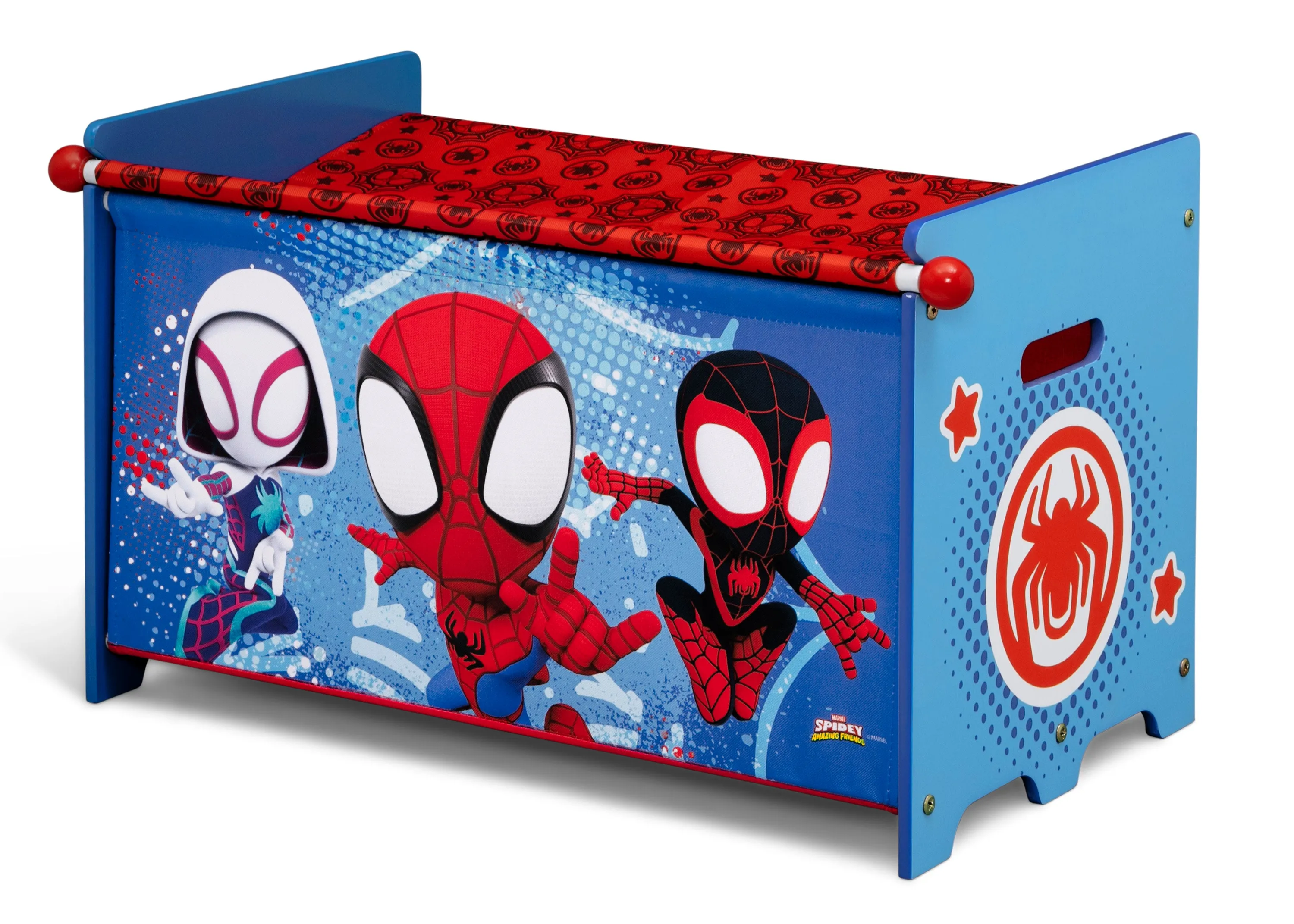 Spidey and His Amazing Friends Toy Box with Retractable Fabric Top Babykids_Delta Children_Toy Storage & Bookshelves