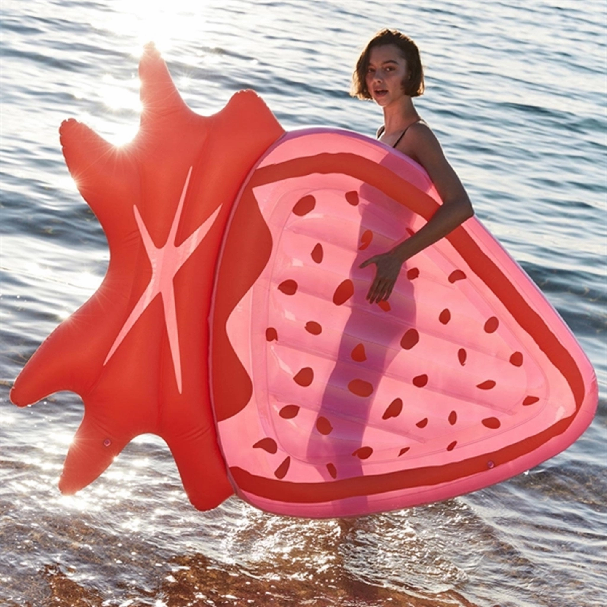 SunnyLife Luxe Lie-On Float Strawberry Pink Berry