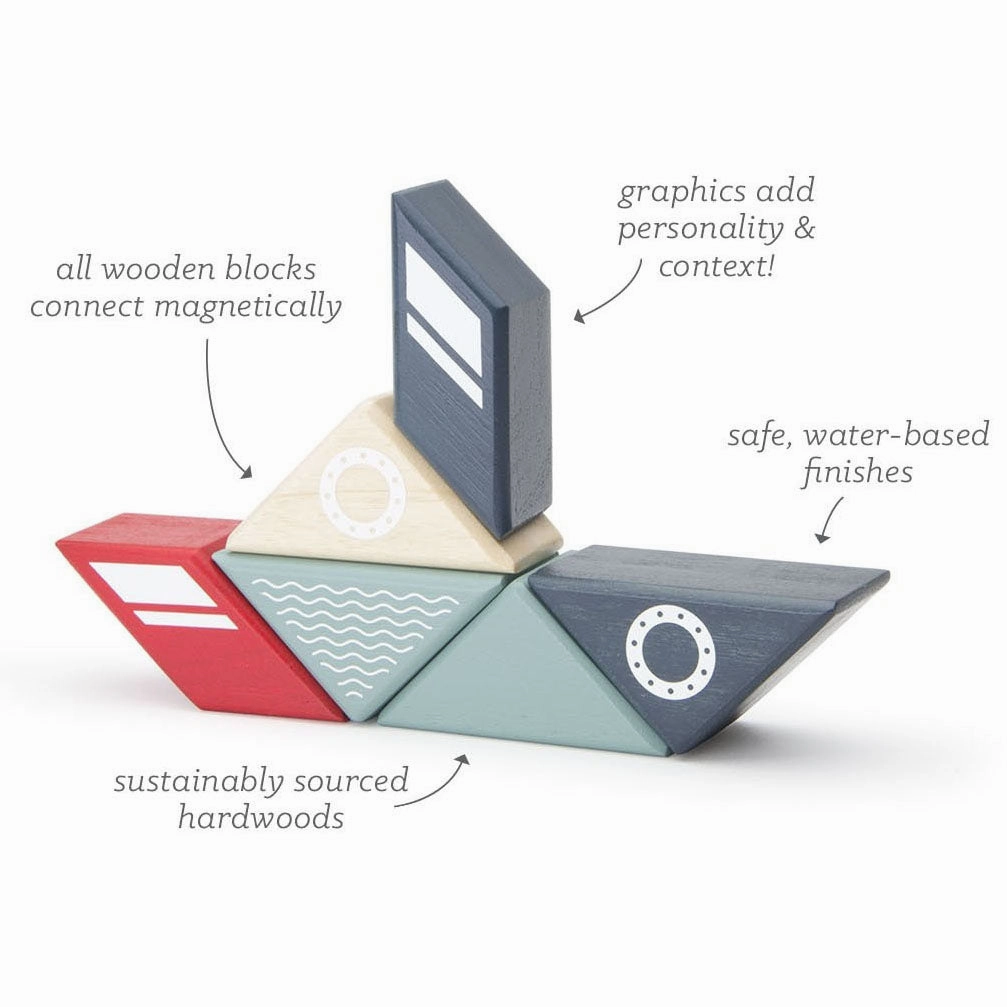 Tegu Travel Pal Tugboat Magnetic Wooden Blocks