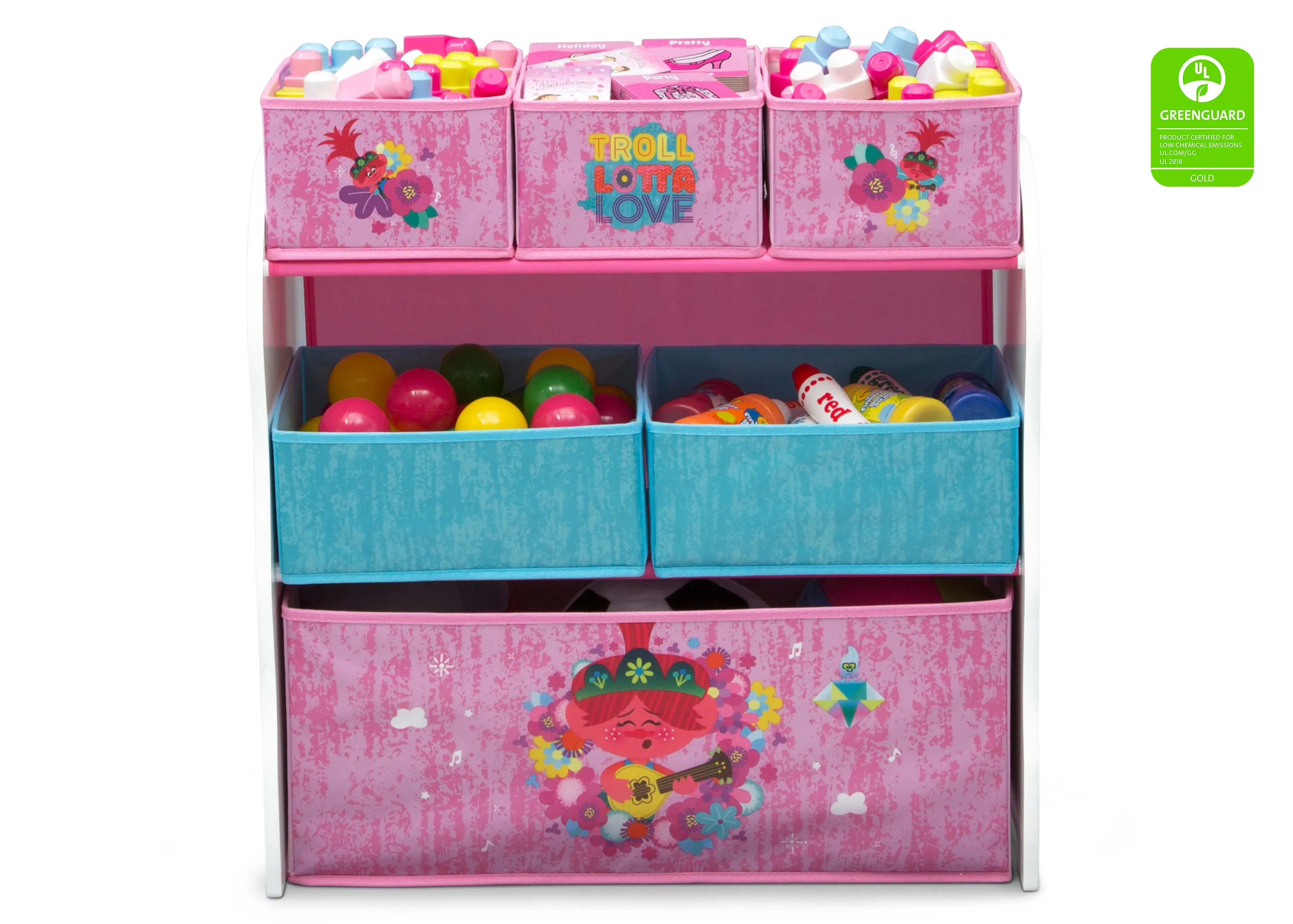 Trolls World Tour Design and Store 6 Bin Toy Organizer Babykids_Delta Children_Toy Storage & Bookshelves