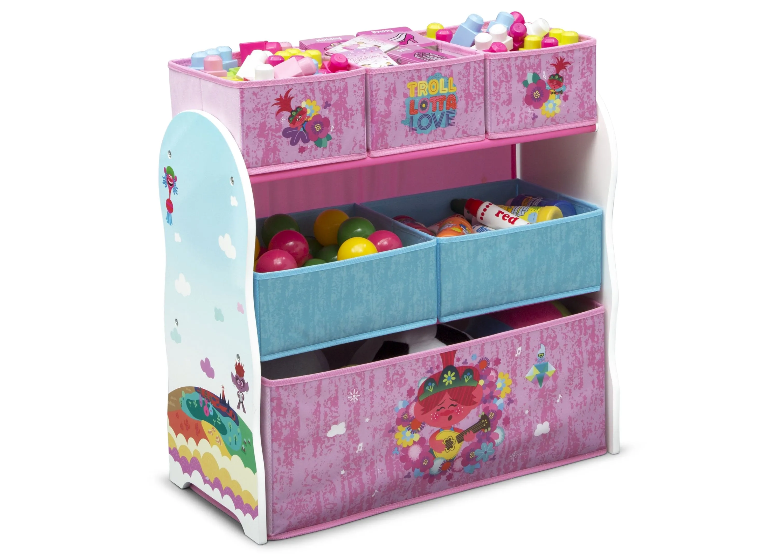 Trolls World Tour Design and Store 6 Bin Toy Organizer Babykids_Delta Children_Toy Storage & Bookshelves
