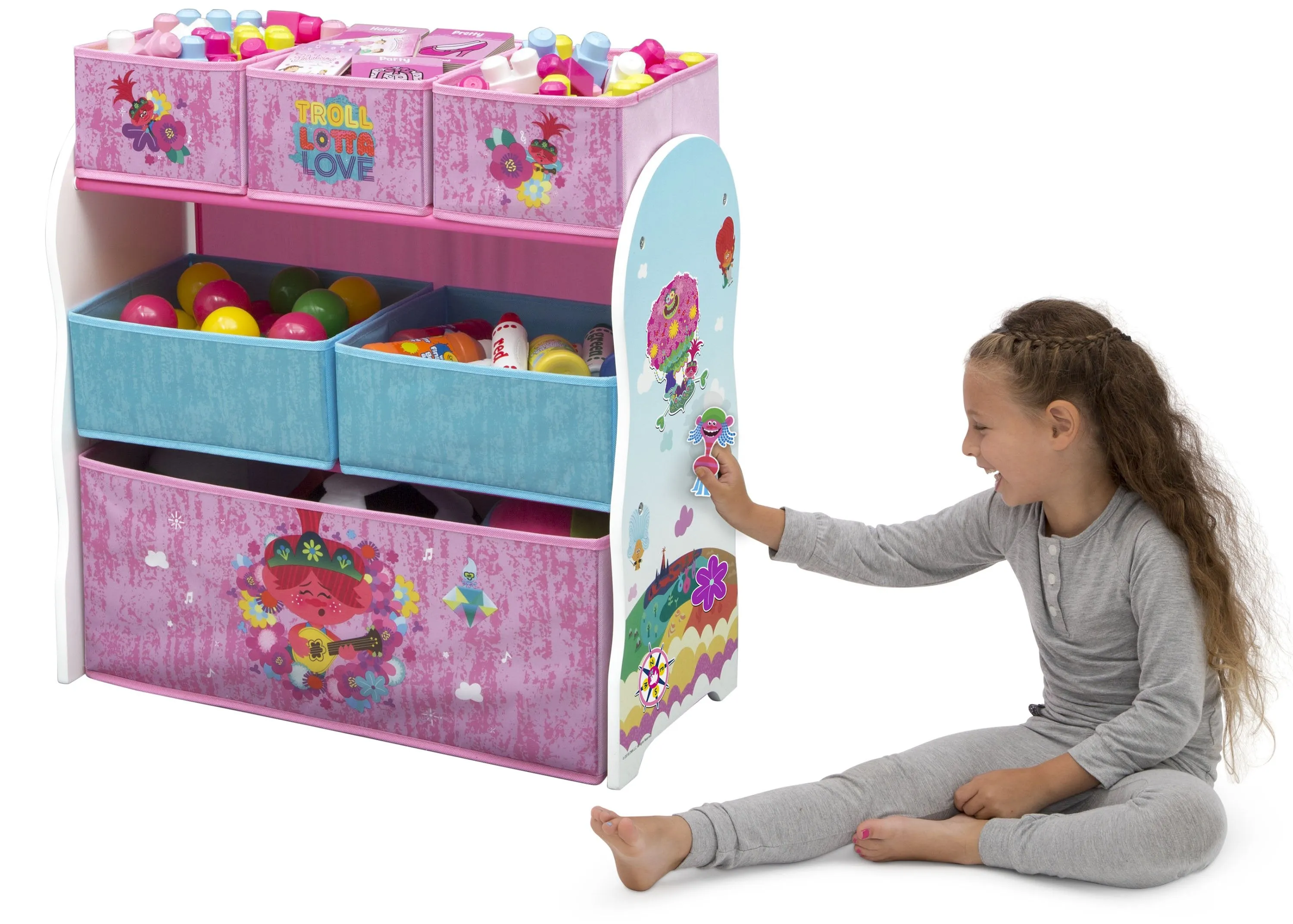 Trolls World Tour Design and Store 6 Bin Toy Organizer Babykids_Delta Children_Toy Storage & Bookshelves