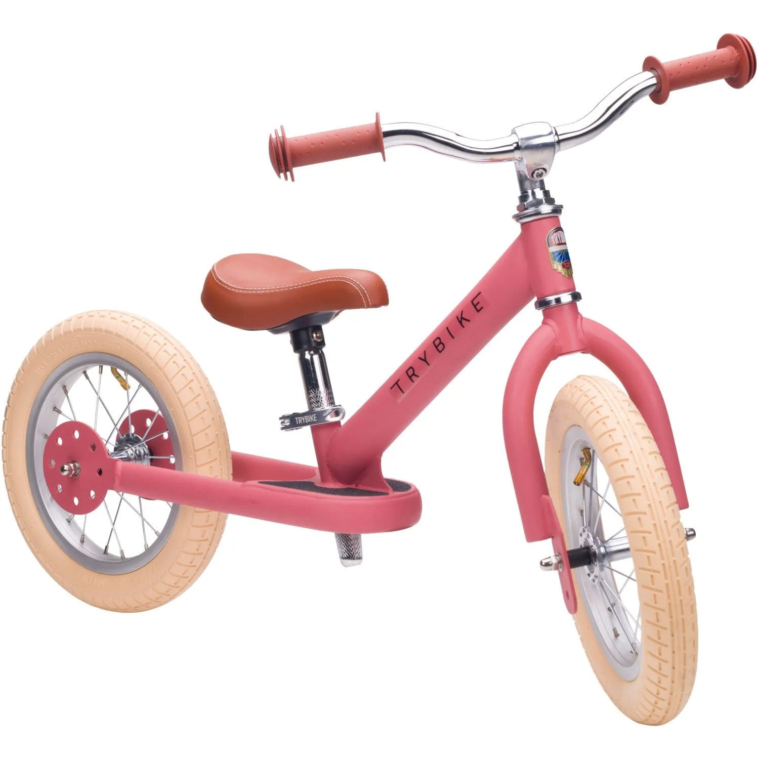 Trybike in steel, 2 wheels, Vintage Rose